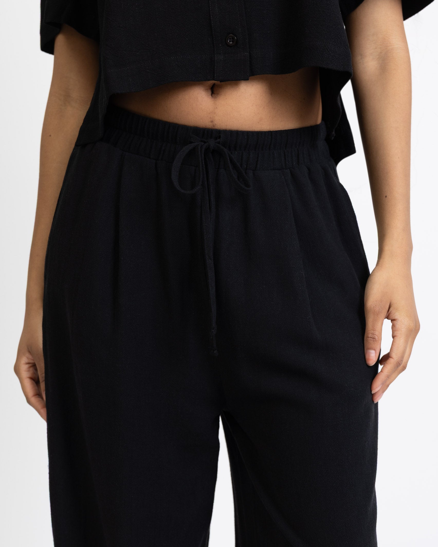 High-Waist Stoffhose aus Leinen-Mix