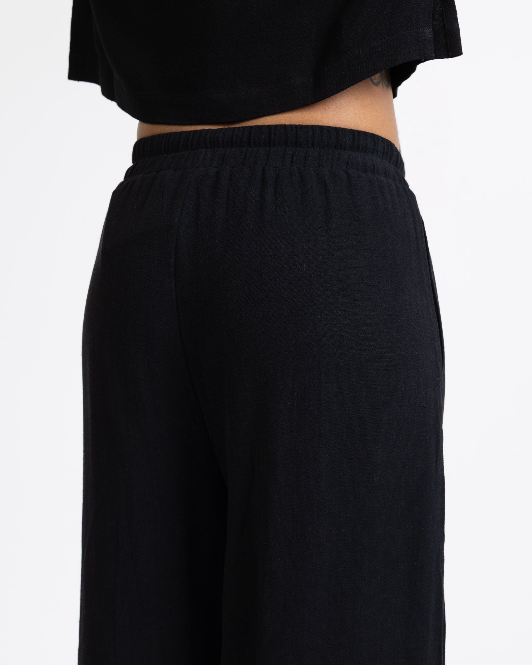 High-Waist Stoffhose aus Leinen-Mix