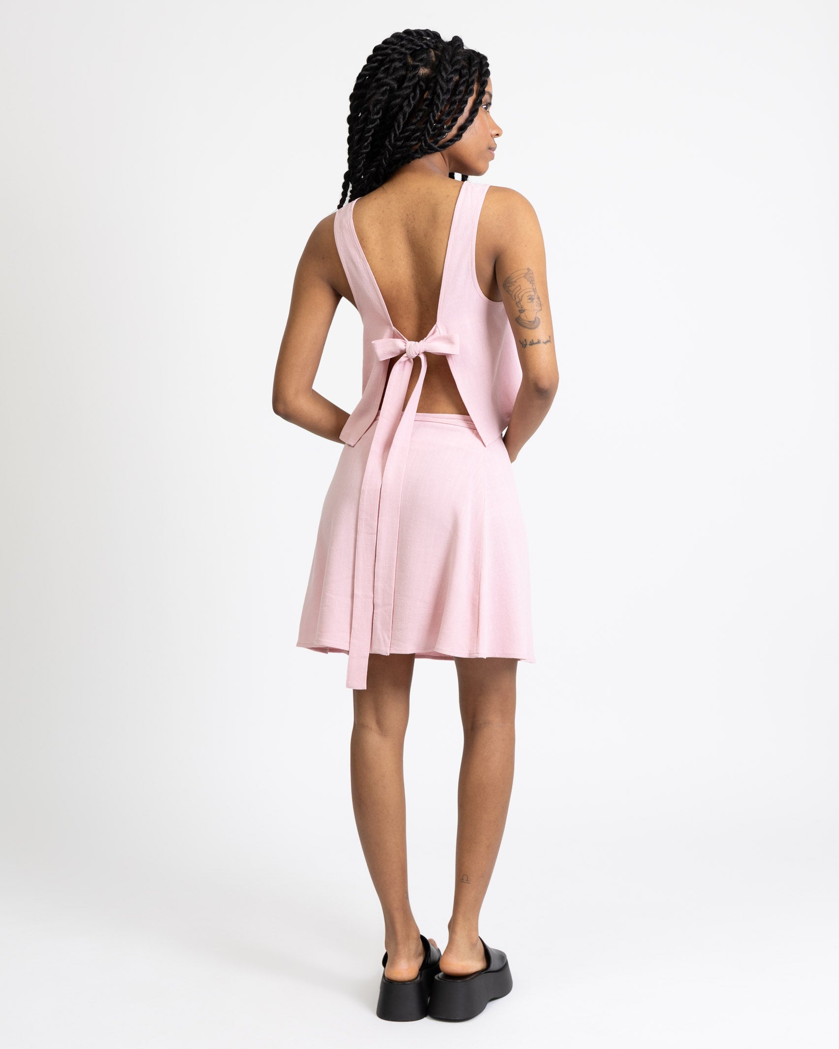 Kurzer Wickelrock aus Leinen-Mix