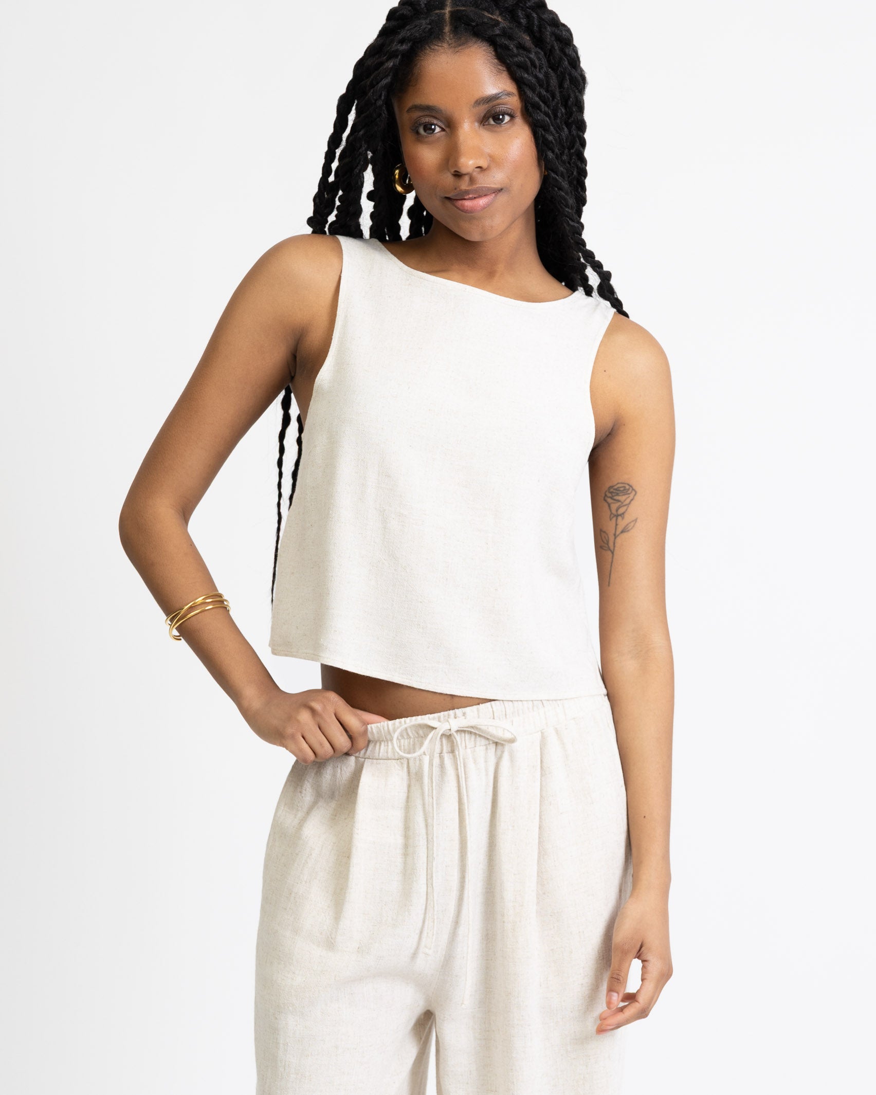 Luftiges Top aus Leinen-Mix