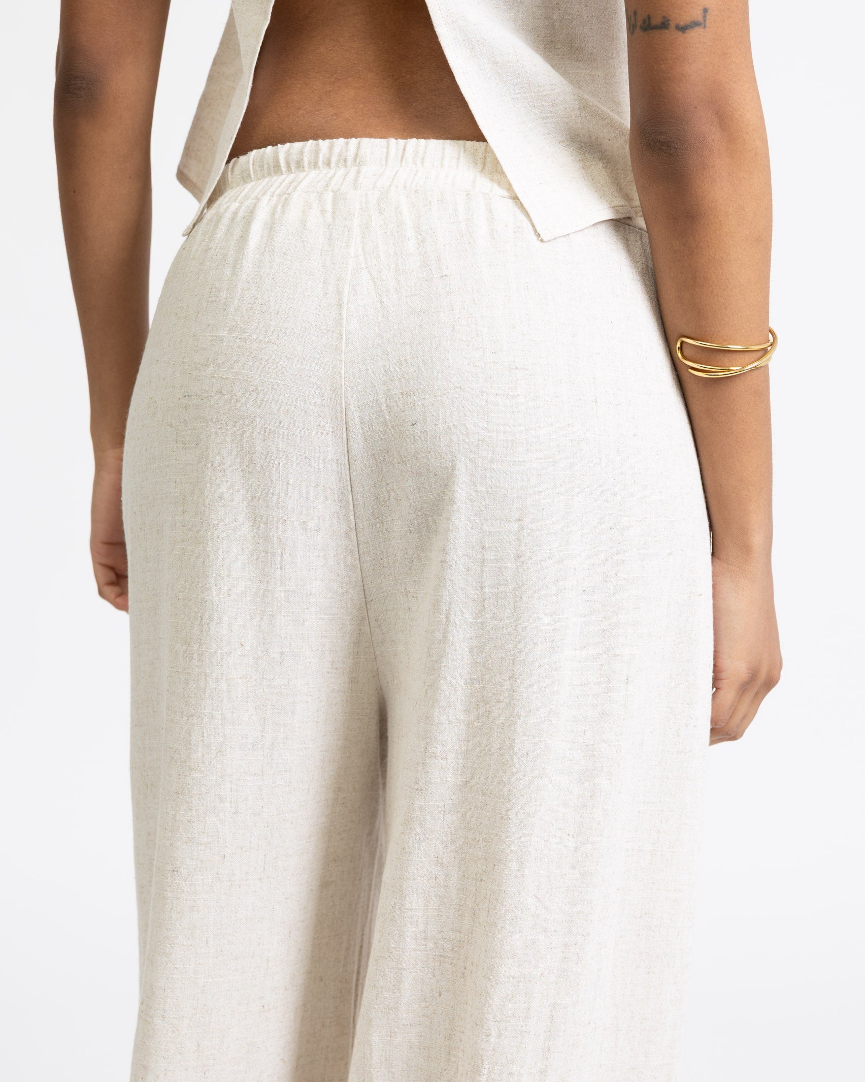 High-Waist Stoffhose aus Leinen-Mix