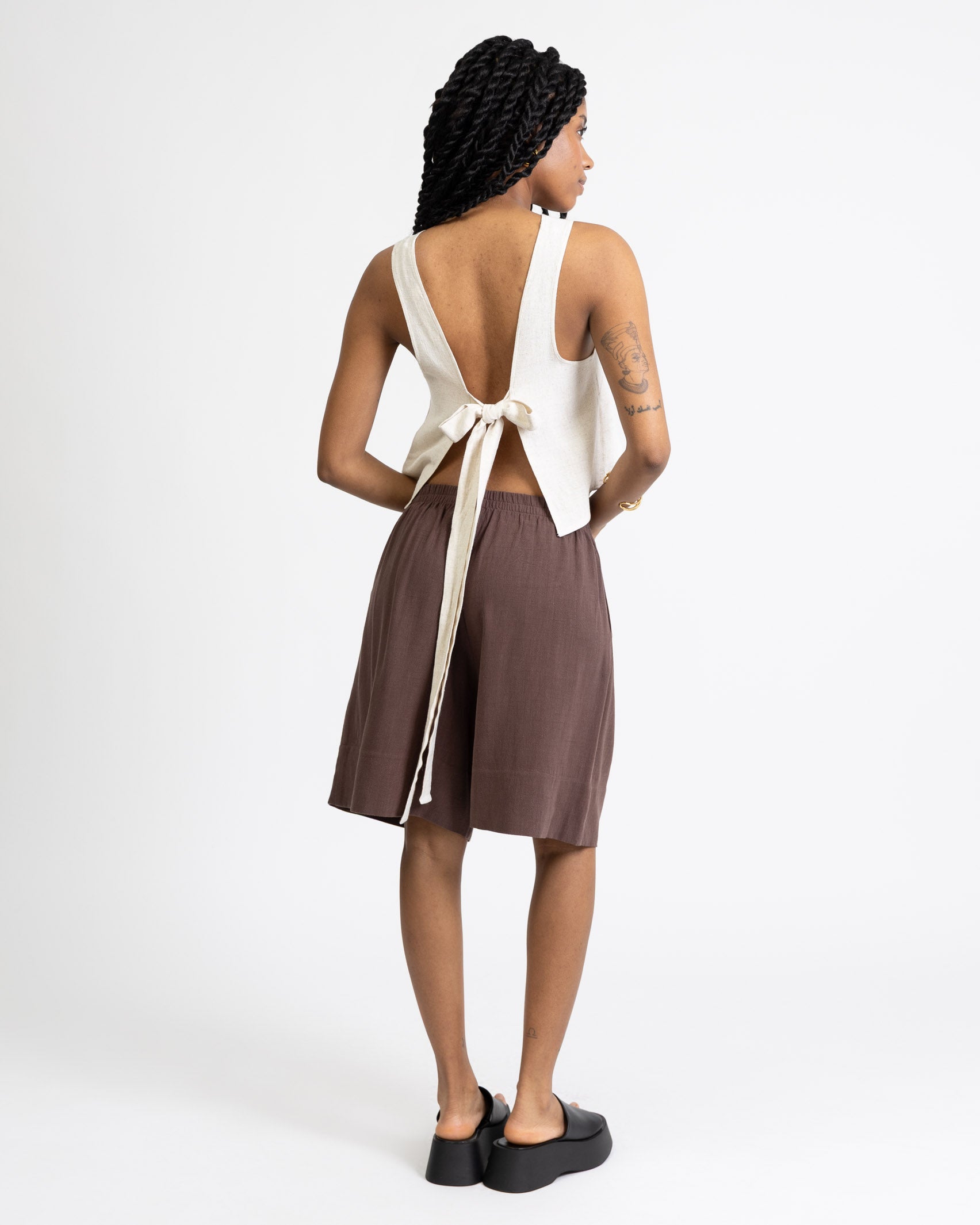 Bermuda Shorts aus Leinen-Mix