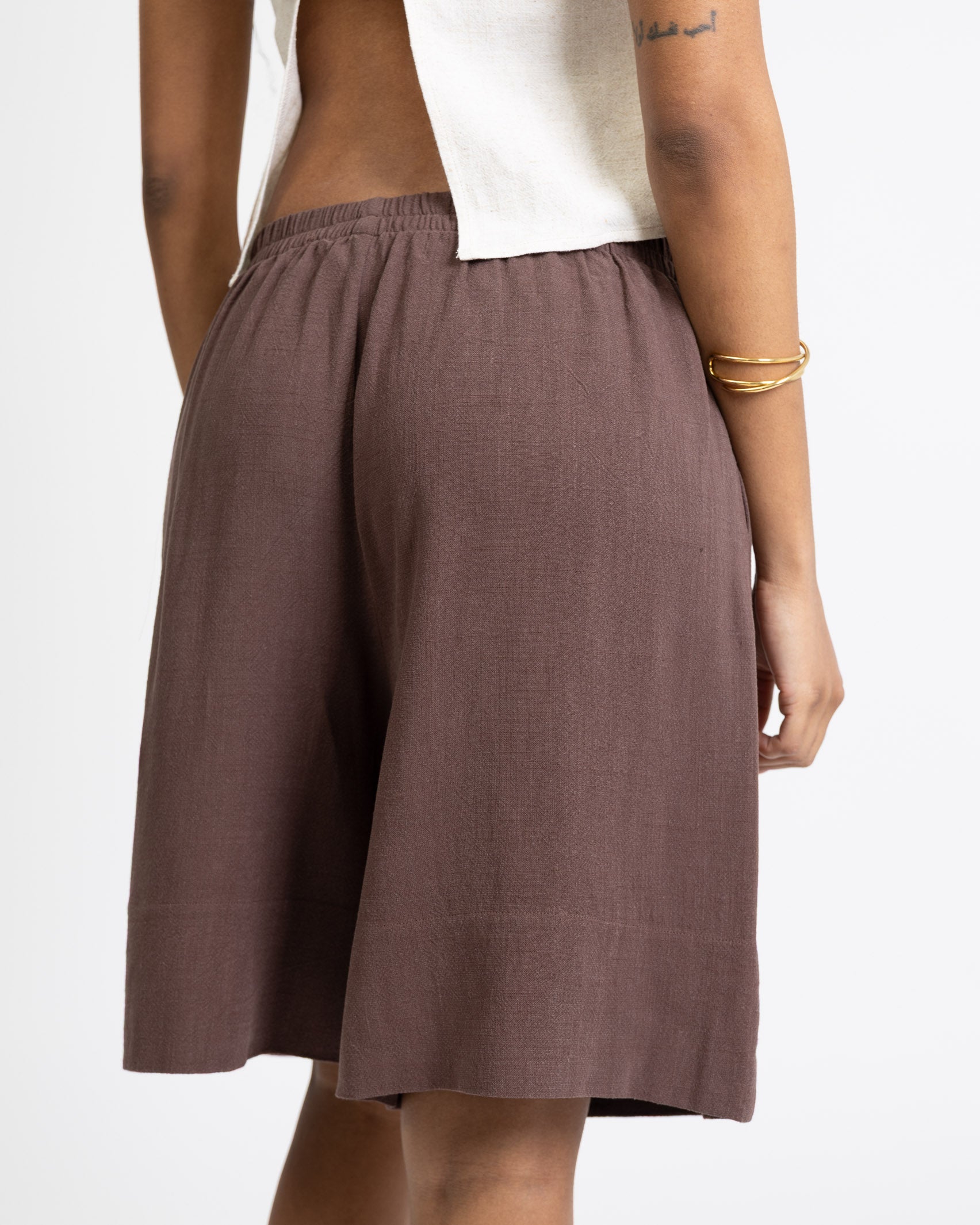 Bermuda Shorts aus Leinen-Mix