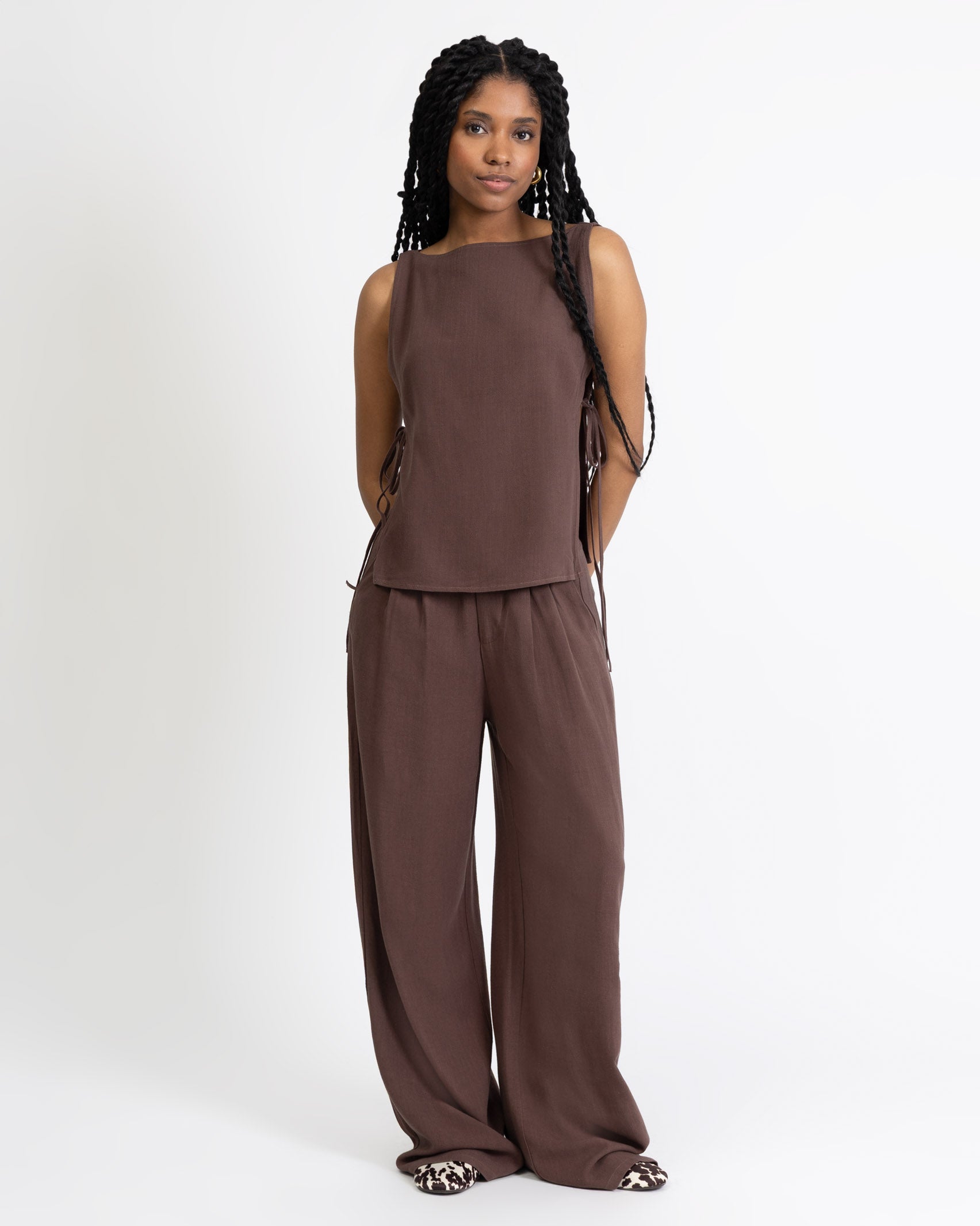 Top zum Binden aus Leinen-Mix