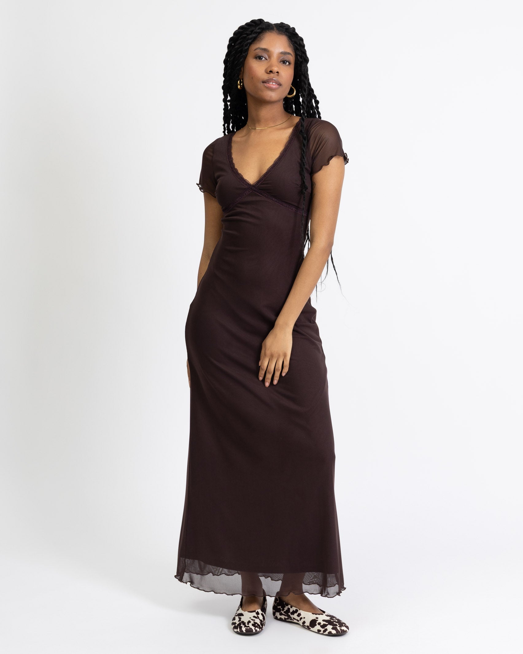 Mesh Maxikleid mit Spitzendetails