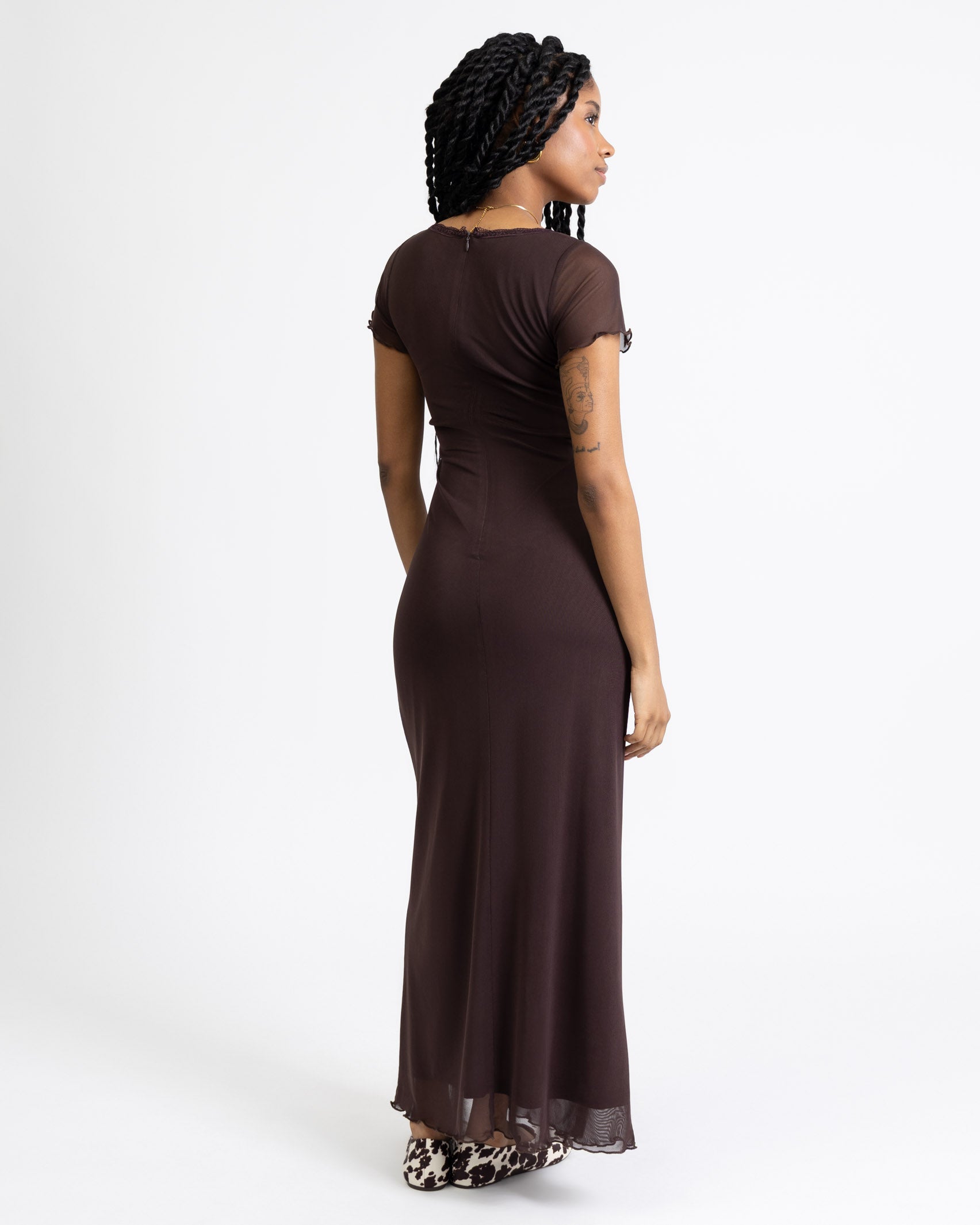 Mesh Maxikleid mit Spitzendetails