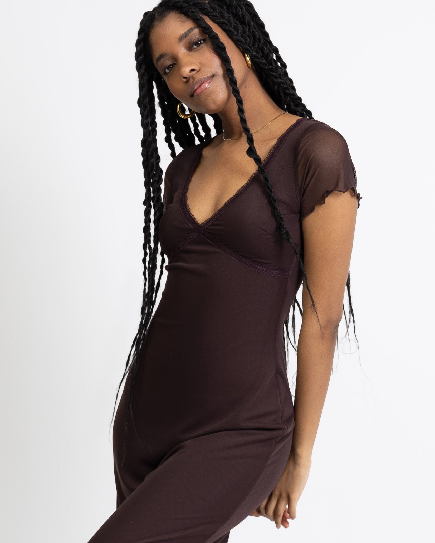 Mesh Maxikleid mit Spitzendetails