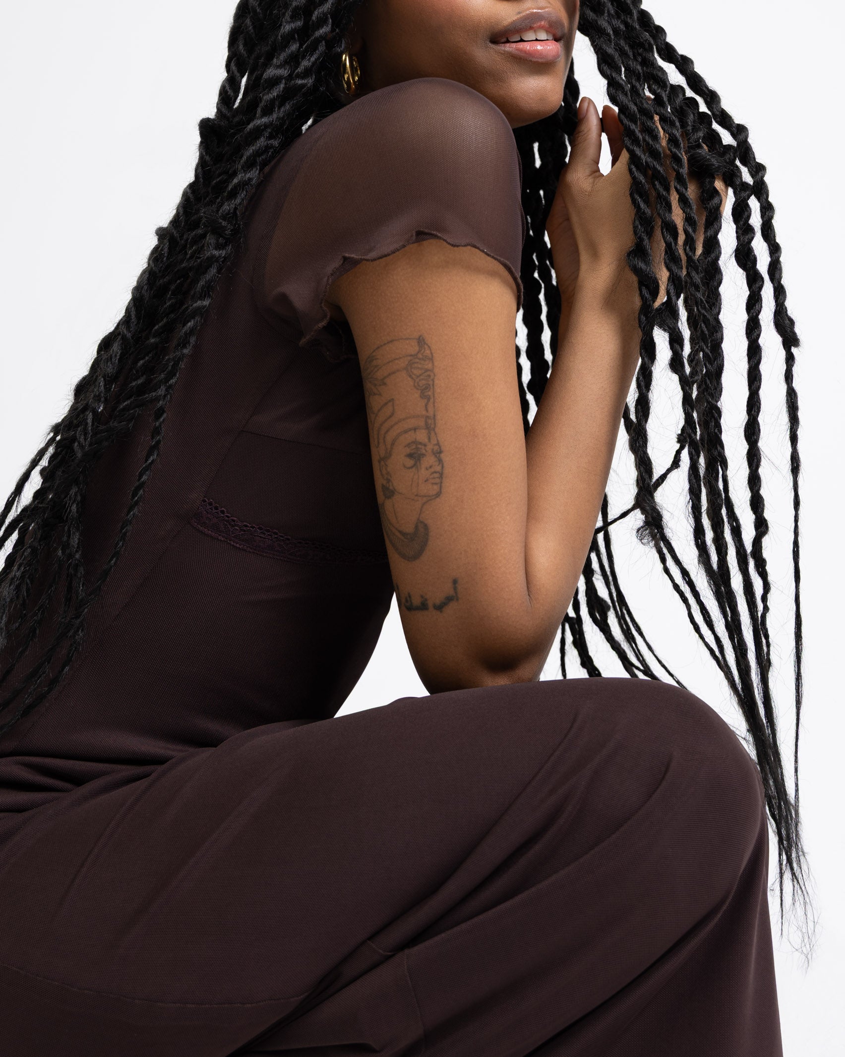 Mesh Maxikleid mit Spitzendetails