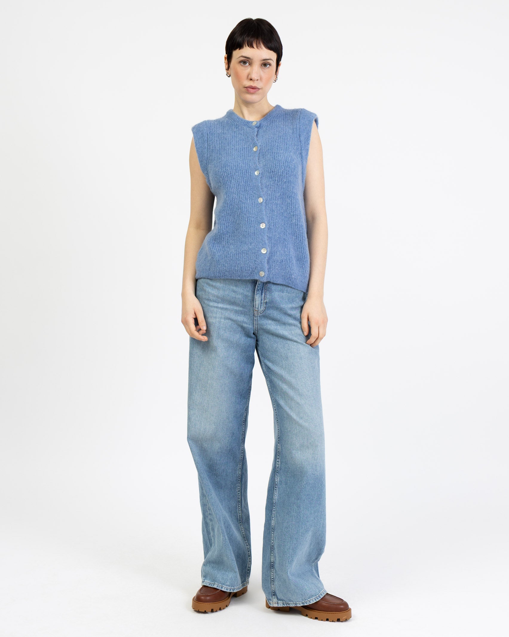 Einfarbiger Strickpullunder