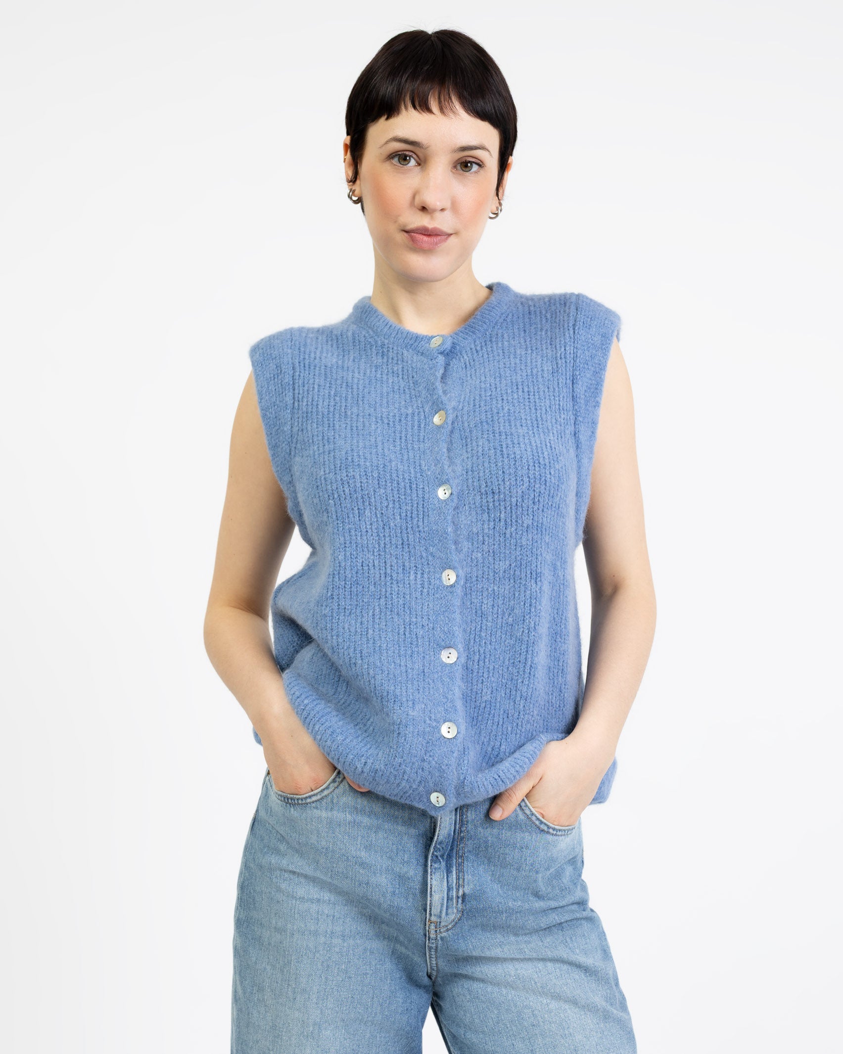 Einfarbiger Strickpullunder