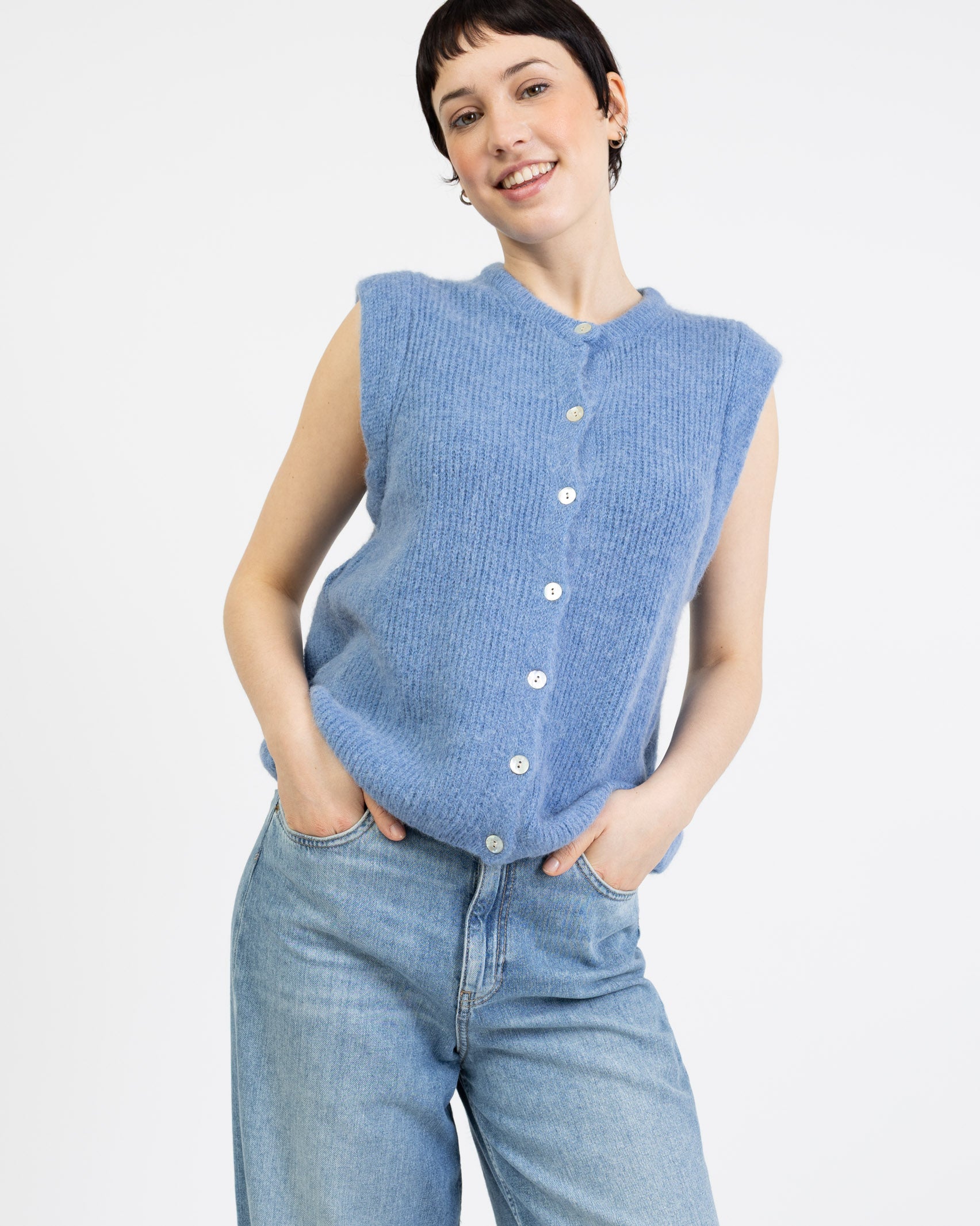 Einfarbiger Strickpullunder