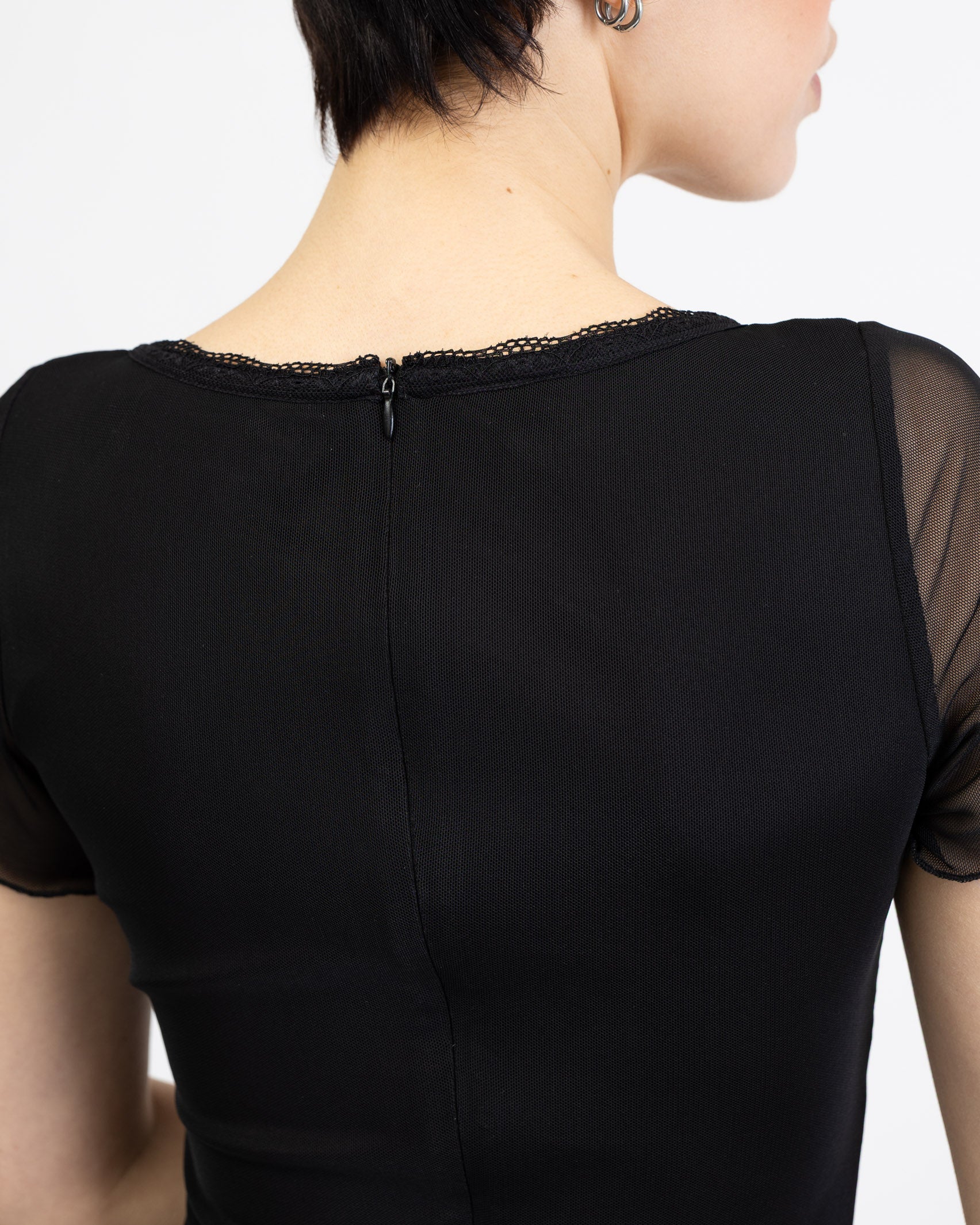 Mesh Maxikleid mit Spitzendetails