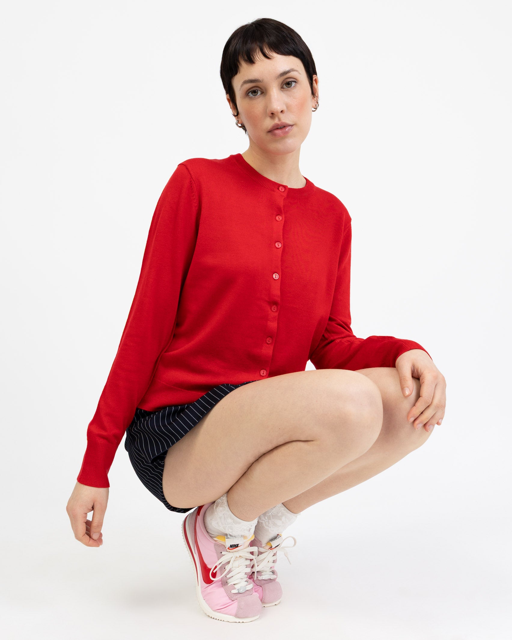 Weiche Basic Strickjacke rot