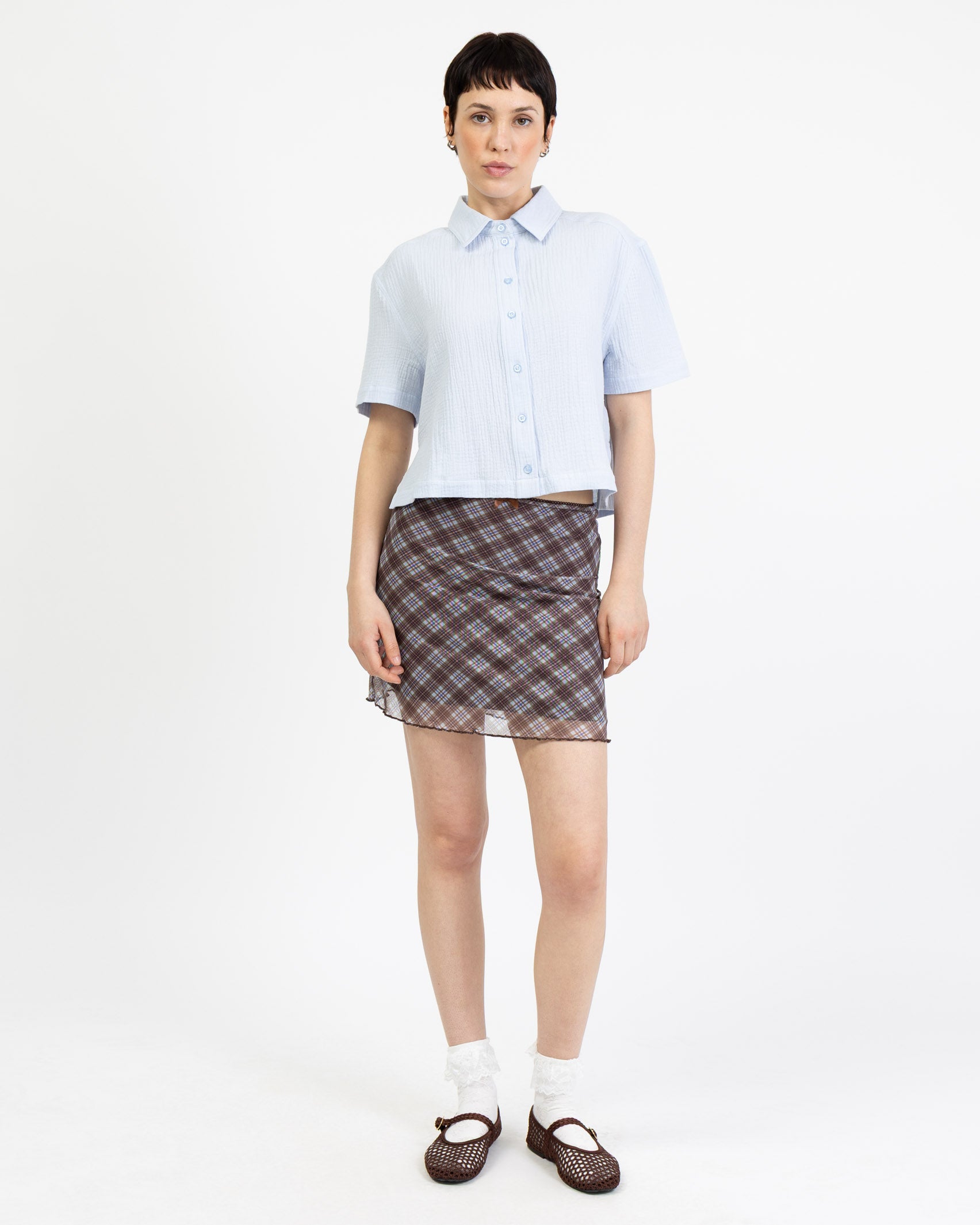 Gemusterter Minirock aus Mesh