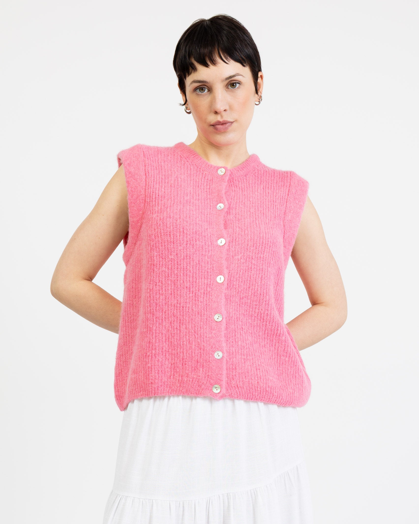 Einfarbiger Strickpullunder