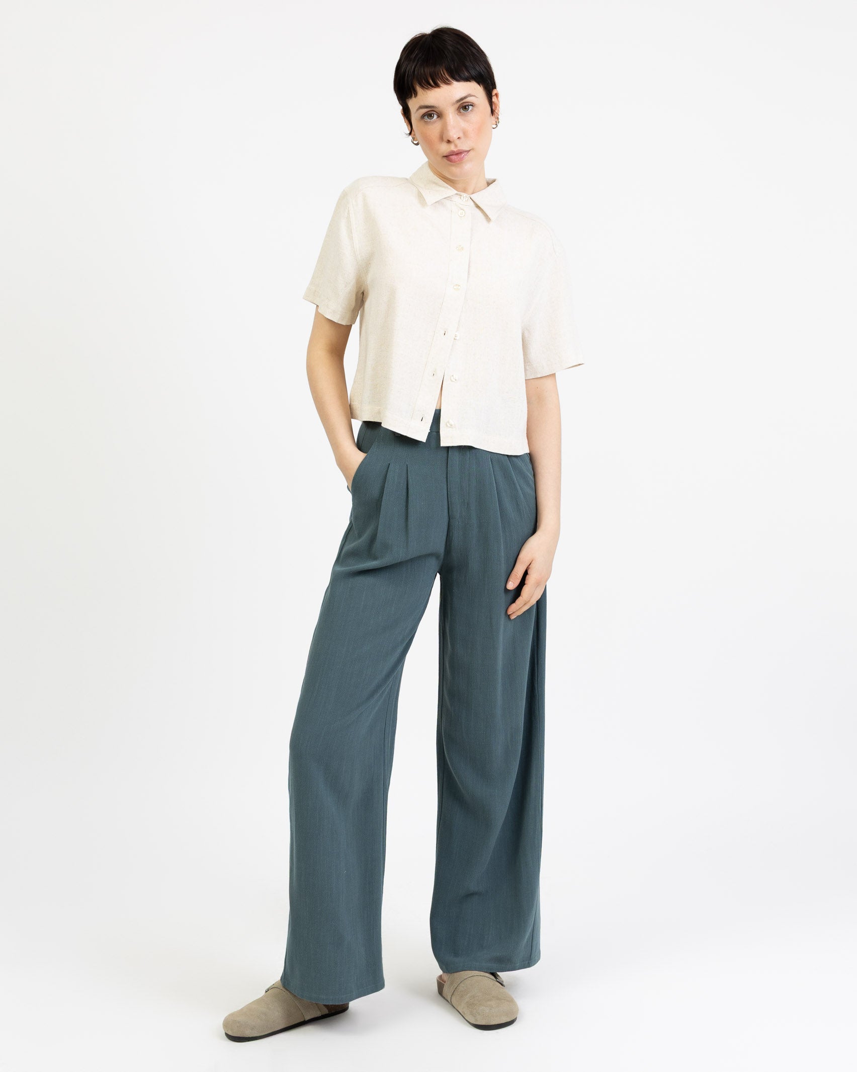 Anzughose aus Leinen-Mix