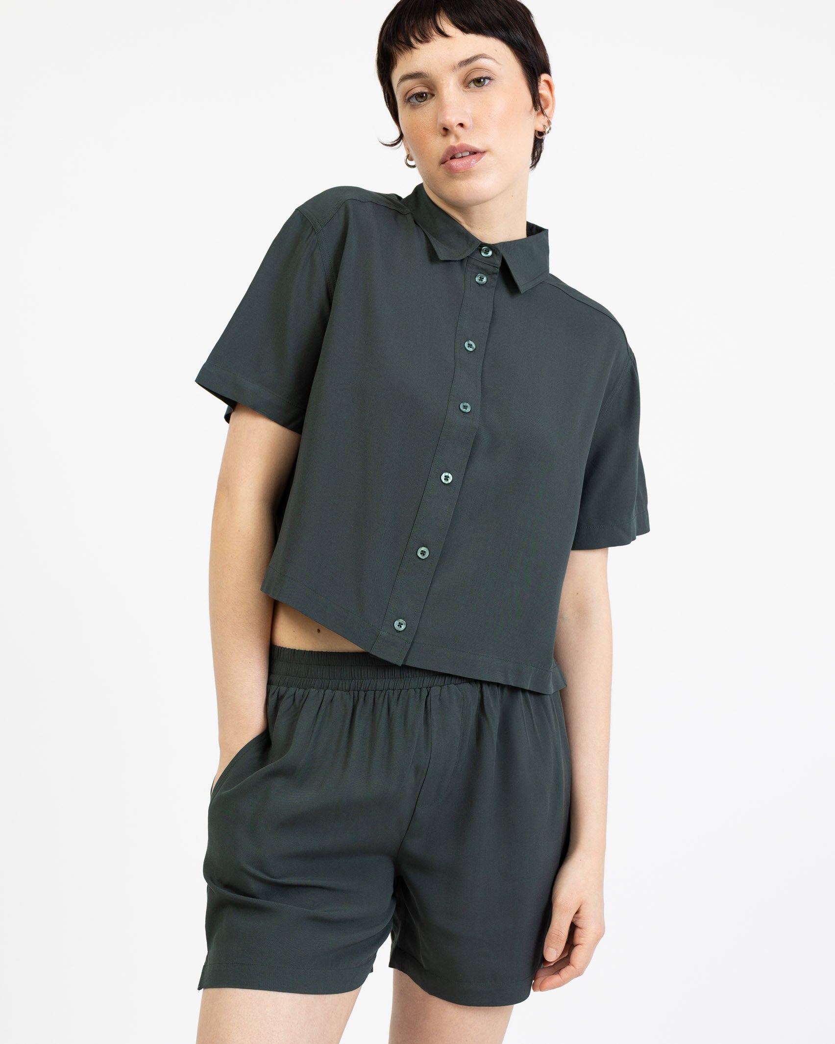 Crop Bluse aus Viskose