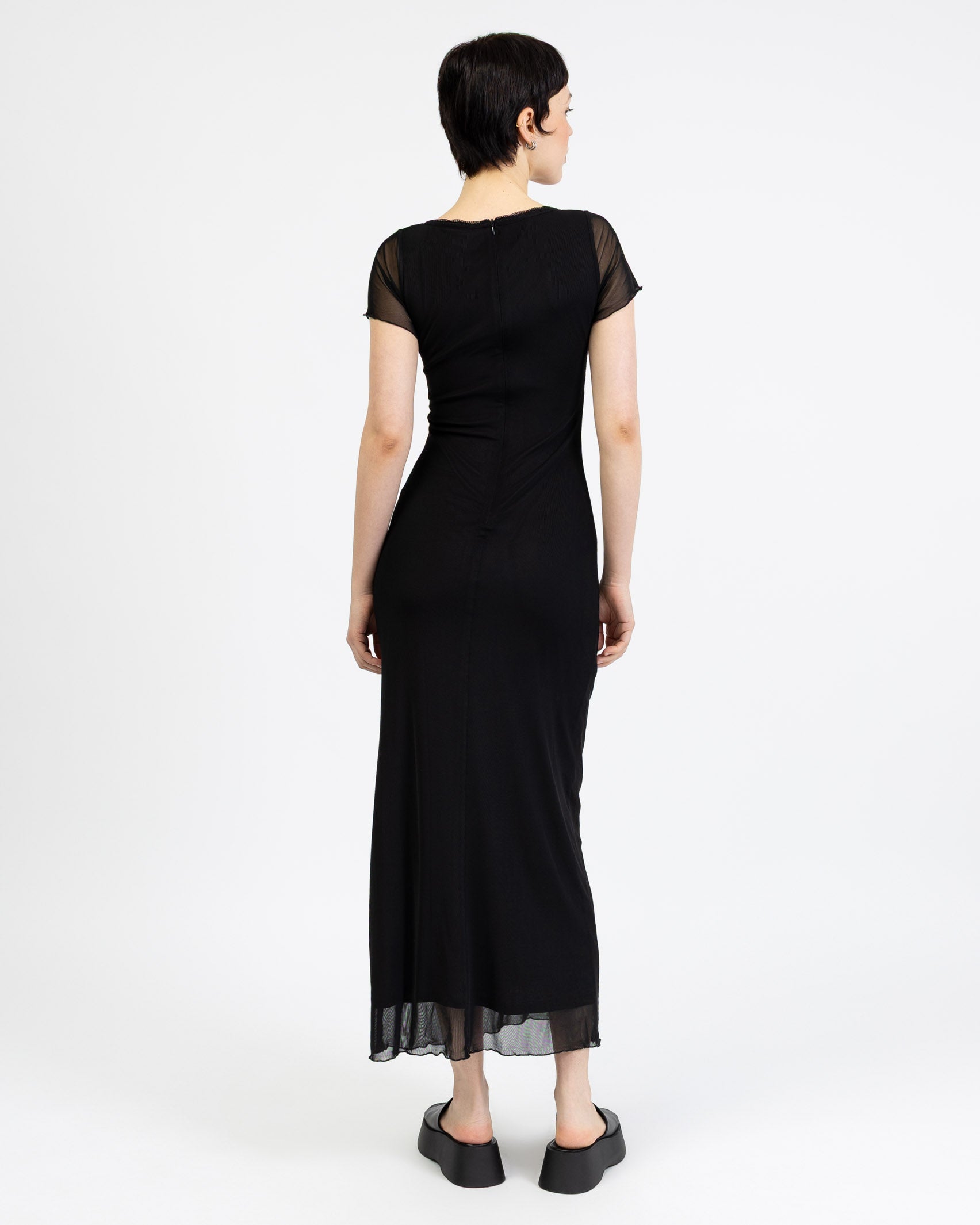 Mesh Maxikleid mit Spitzendetails