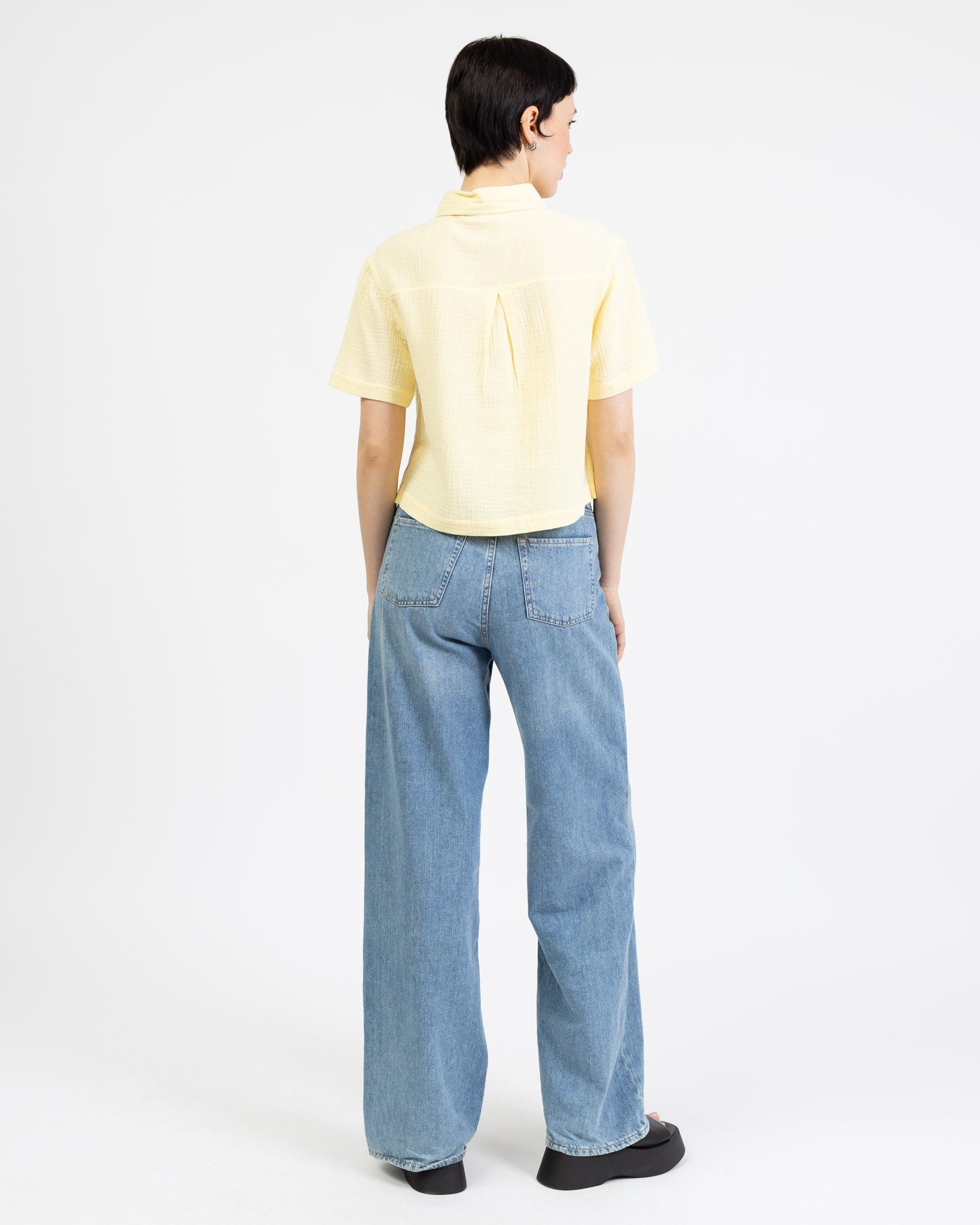 Crop Bluse aus Musselin gelb