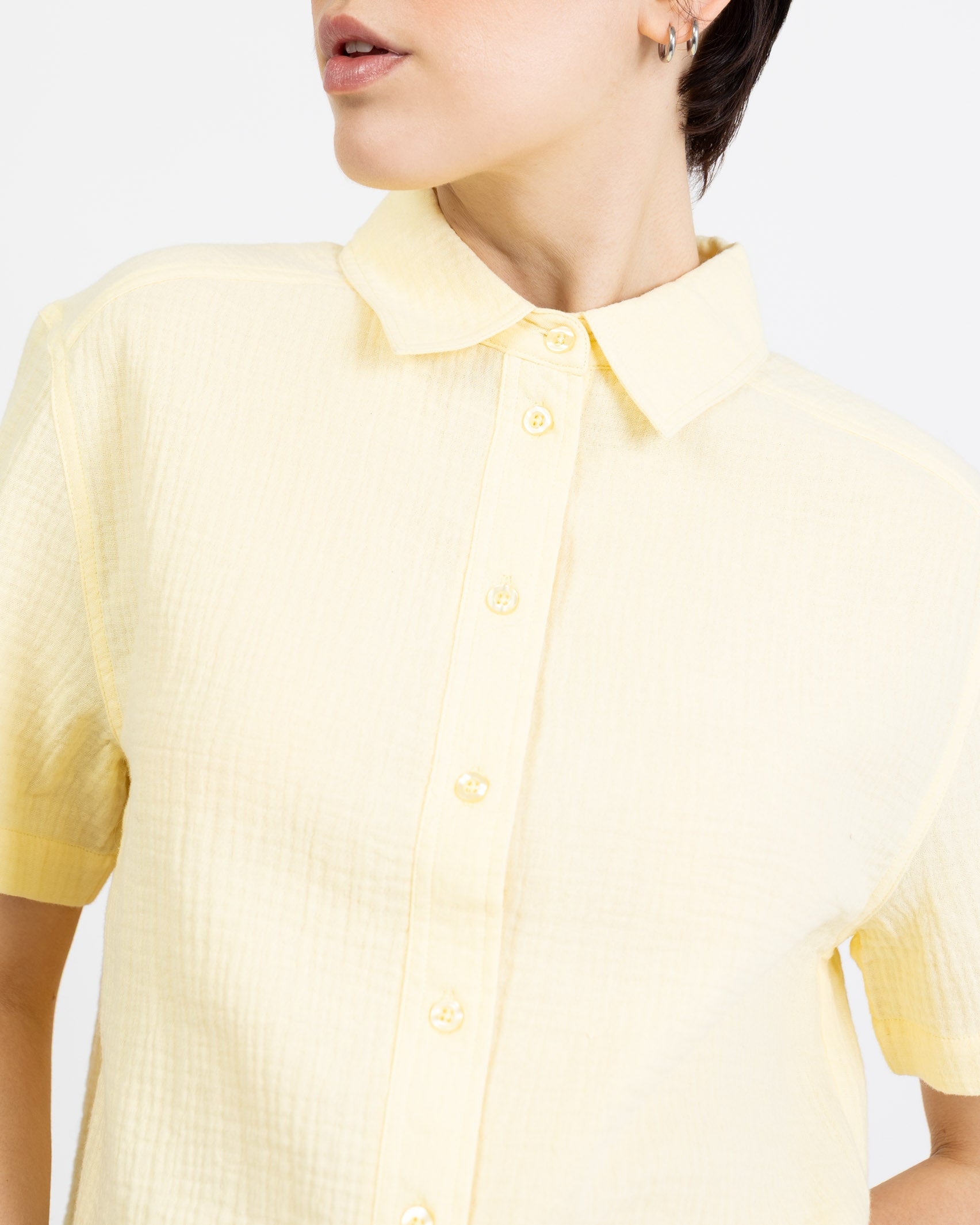 Crop Bluse aus Musselin gelb