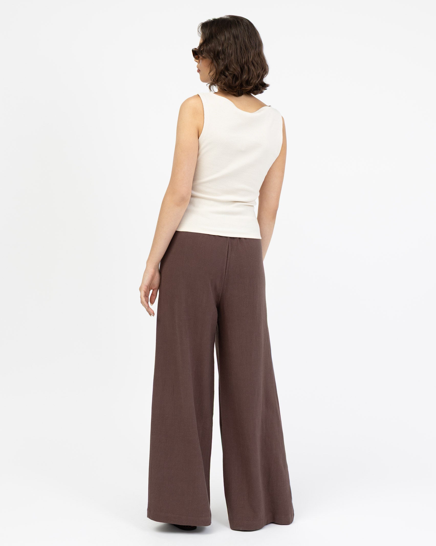 High-Waist Stoffhose aus Leinen-Mix