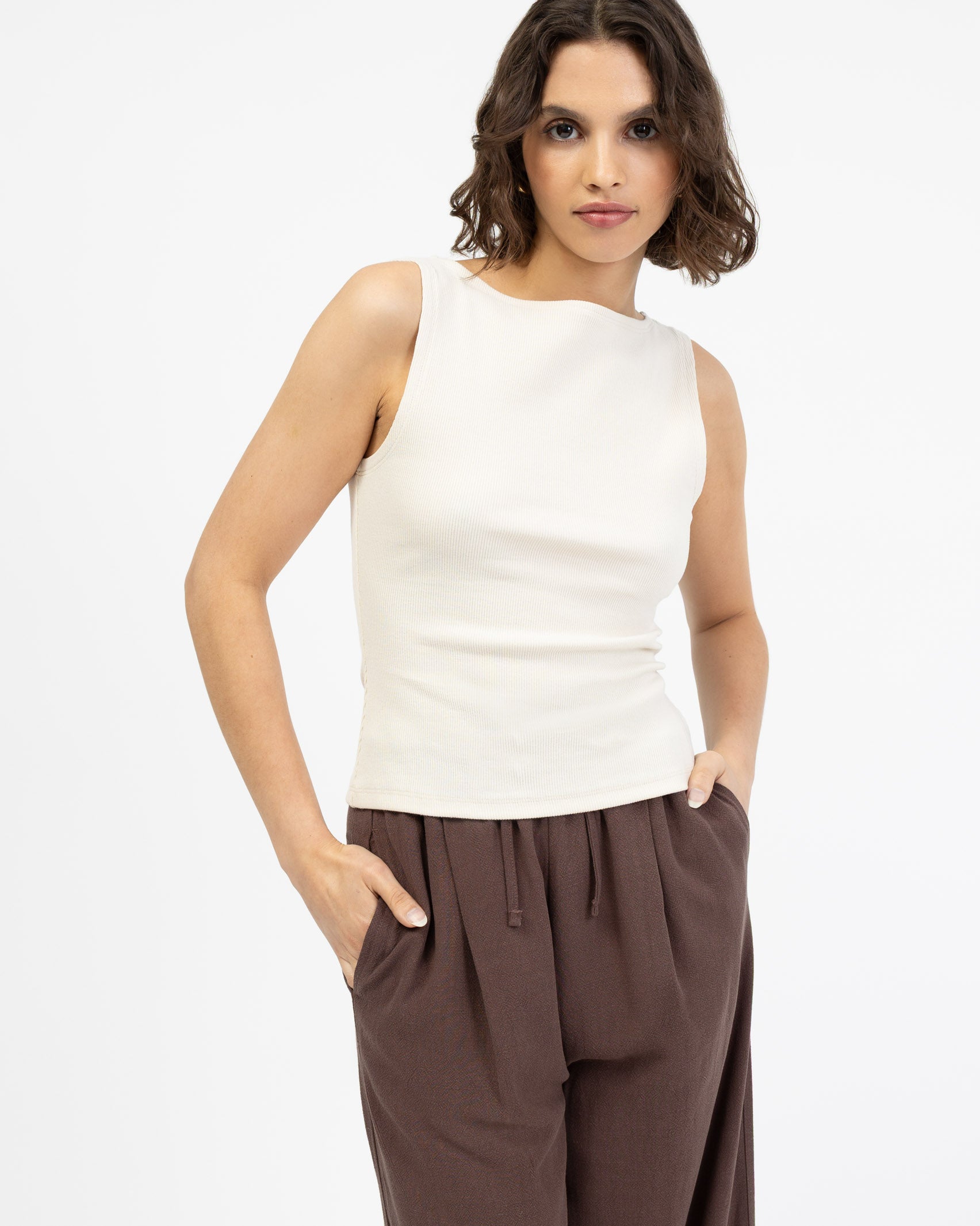 Basic Top mit U-Boot Ausschnitt