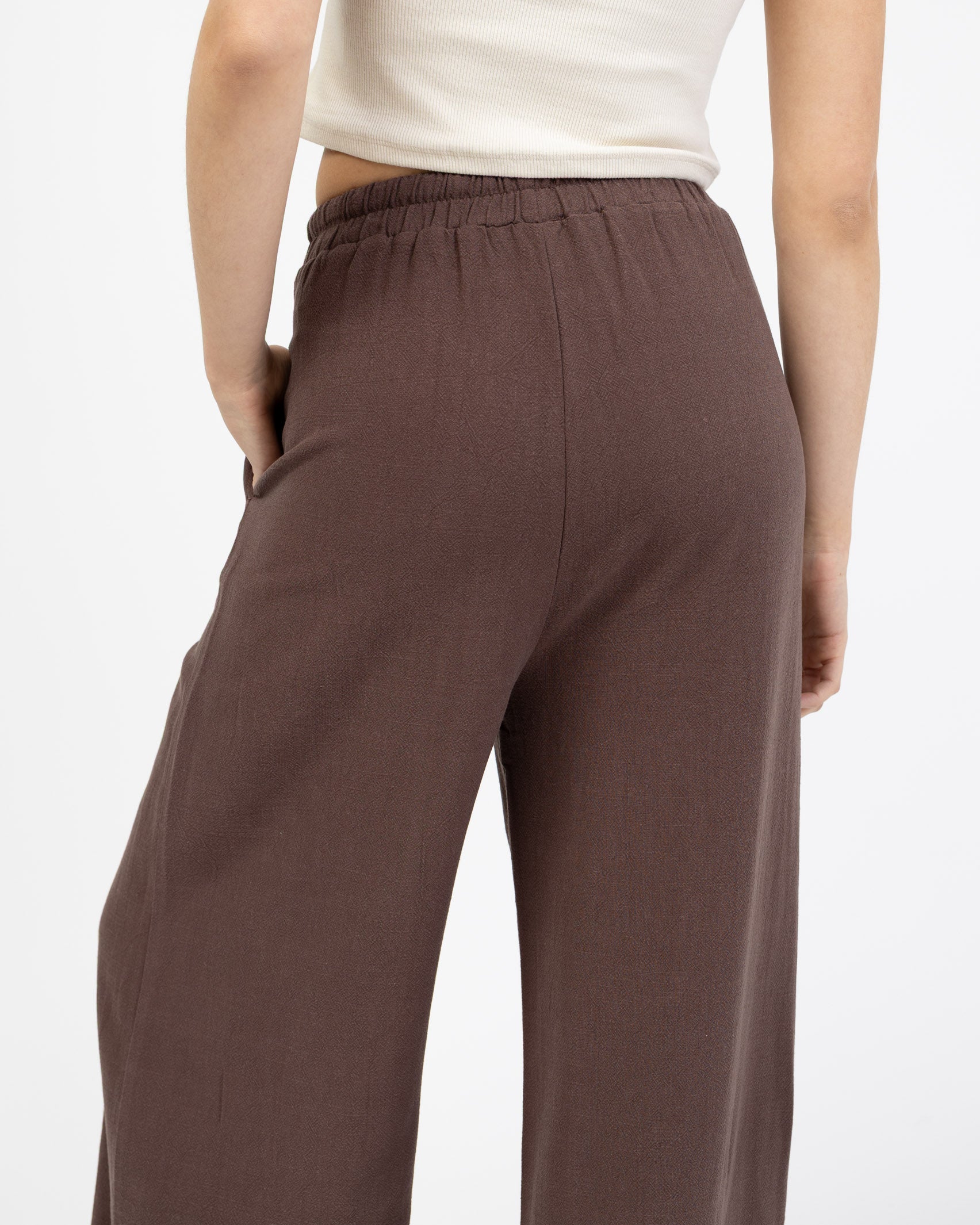 High-Waist Stoffhose aus Leinen-Mix