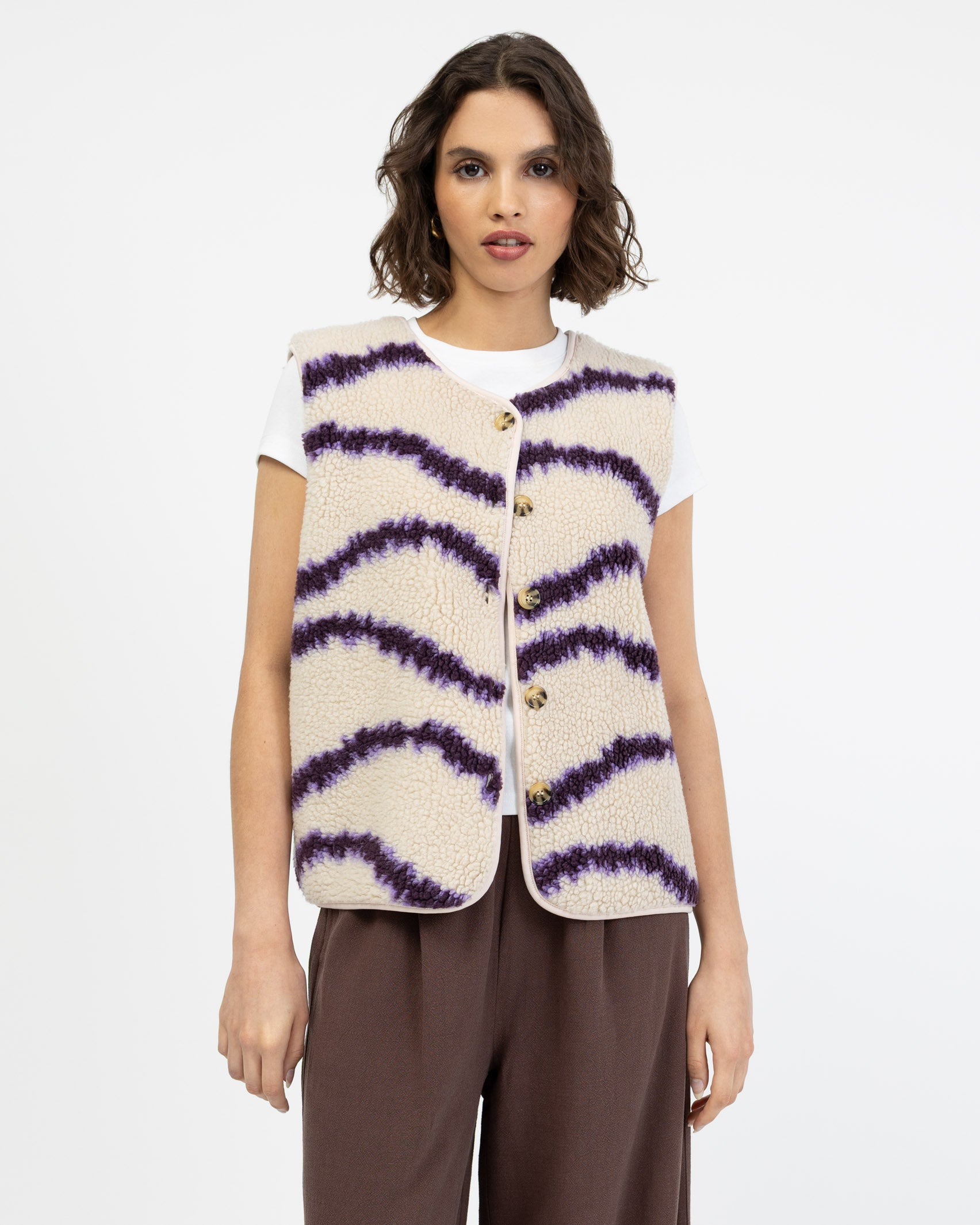 Teddy Weste mit abstraktem Print