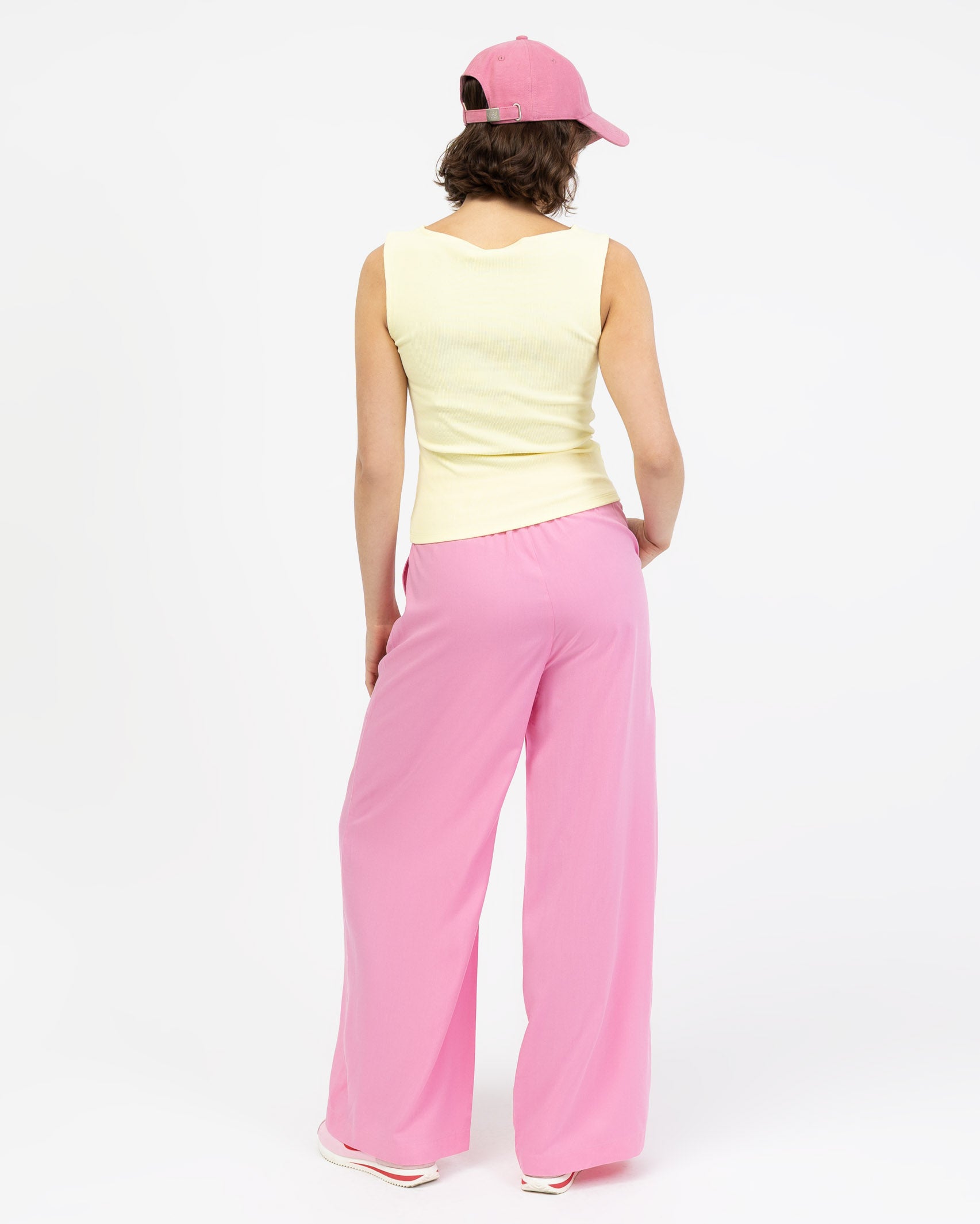 High-Waist Stoffhose aus Viskose