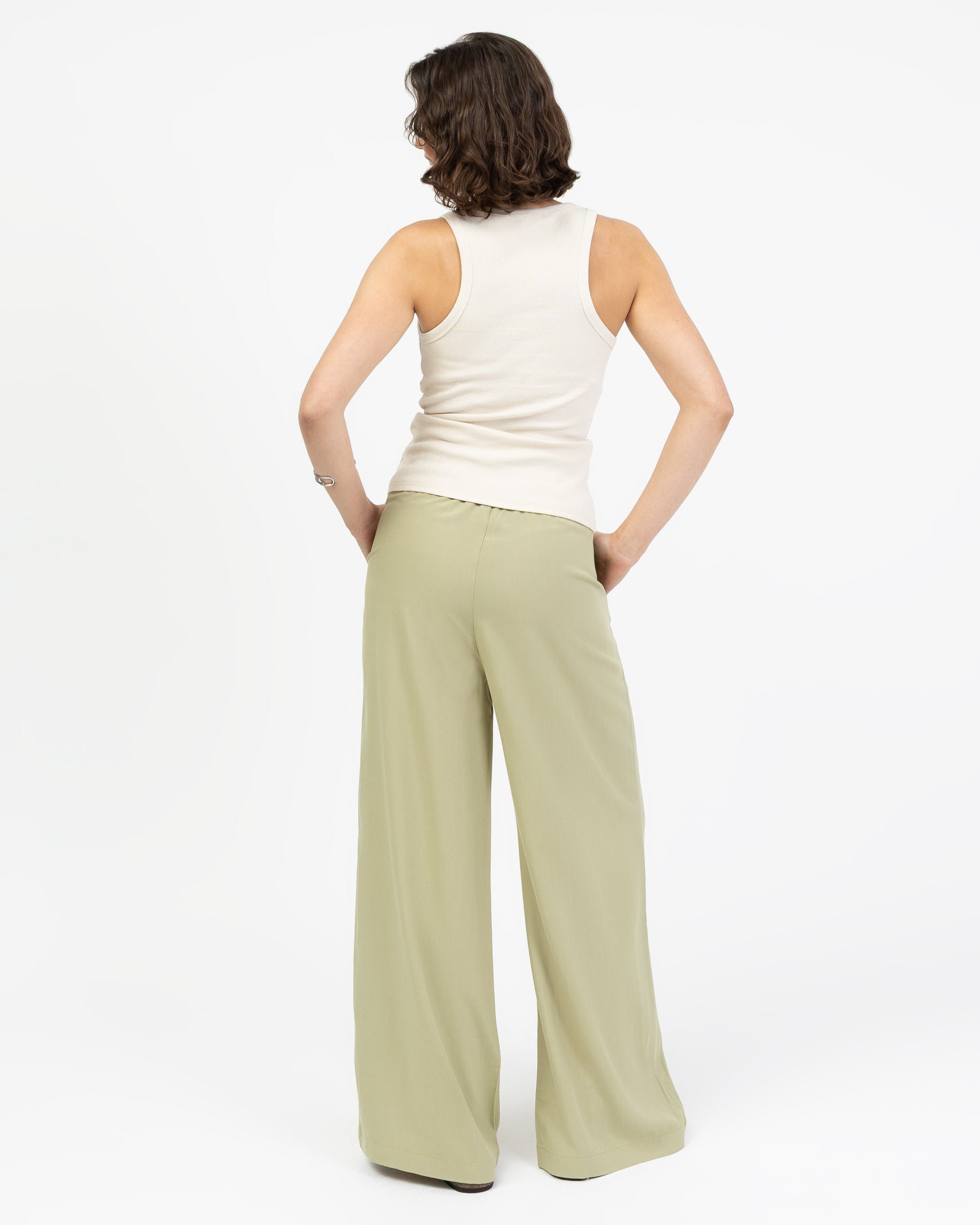 High-Waist Stoffhose aus Viskose