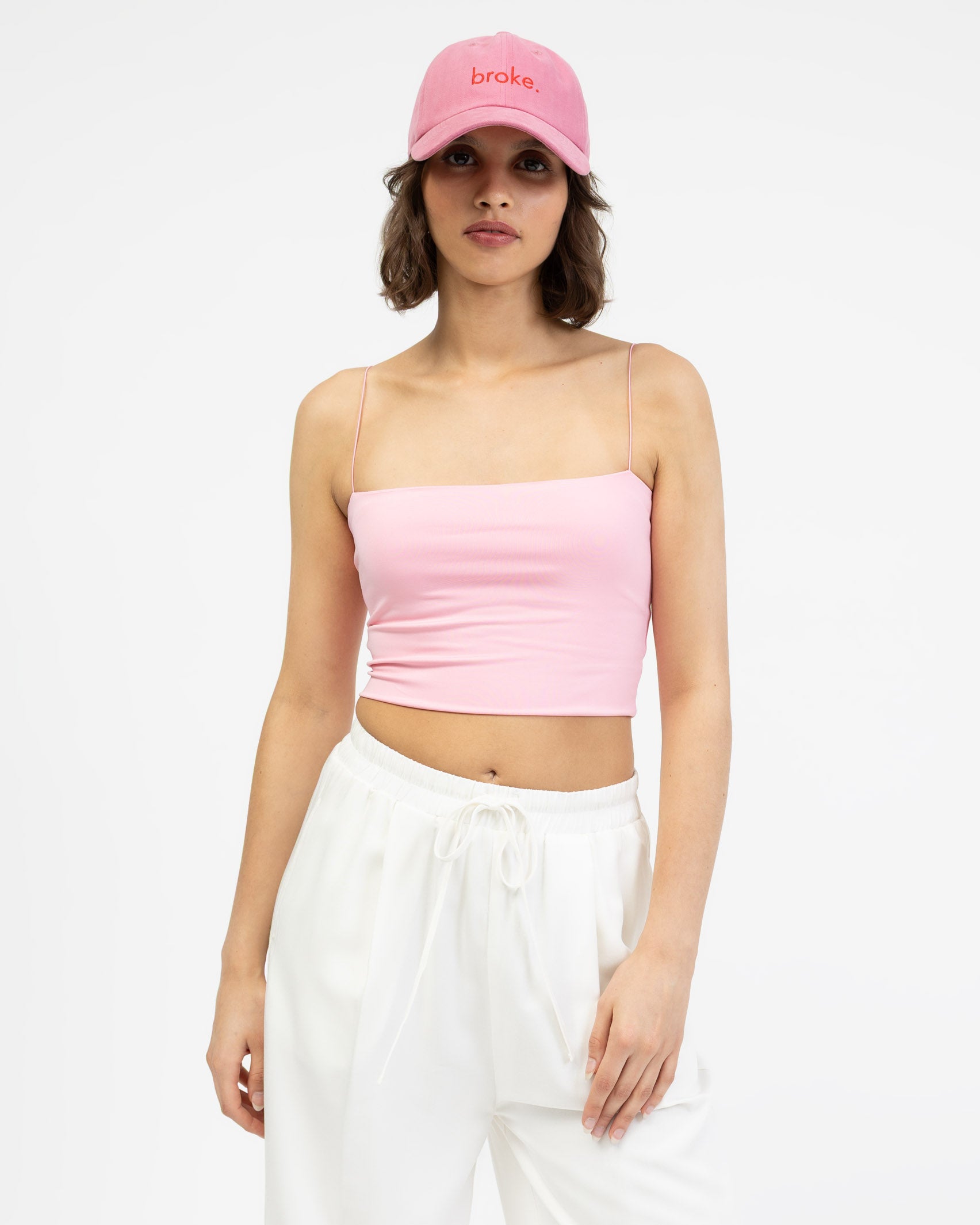 Crop Top mit dünnen Spaghettiträgern rosa