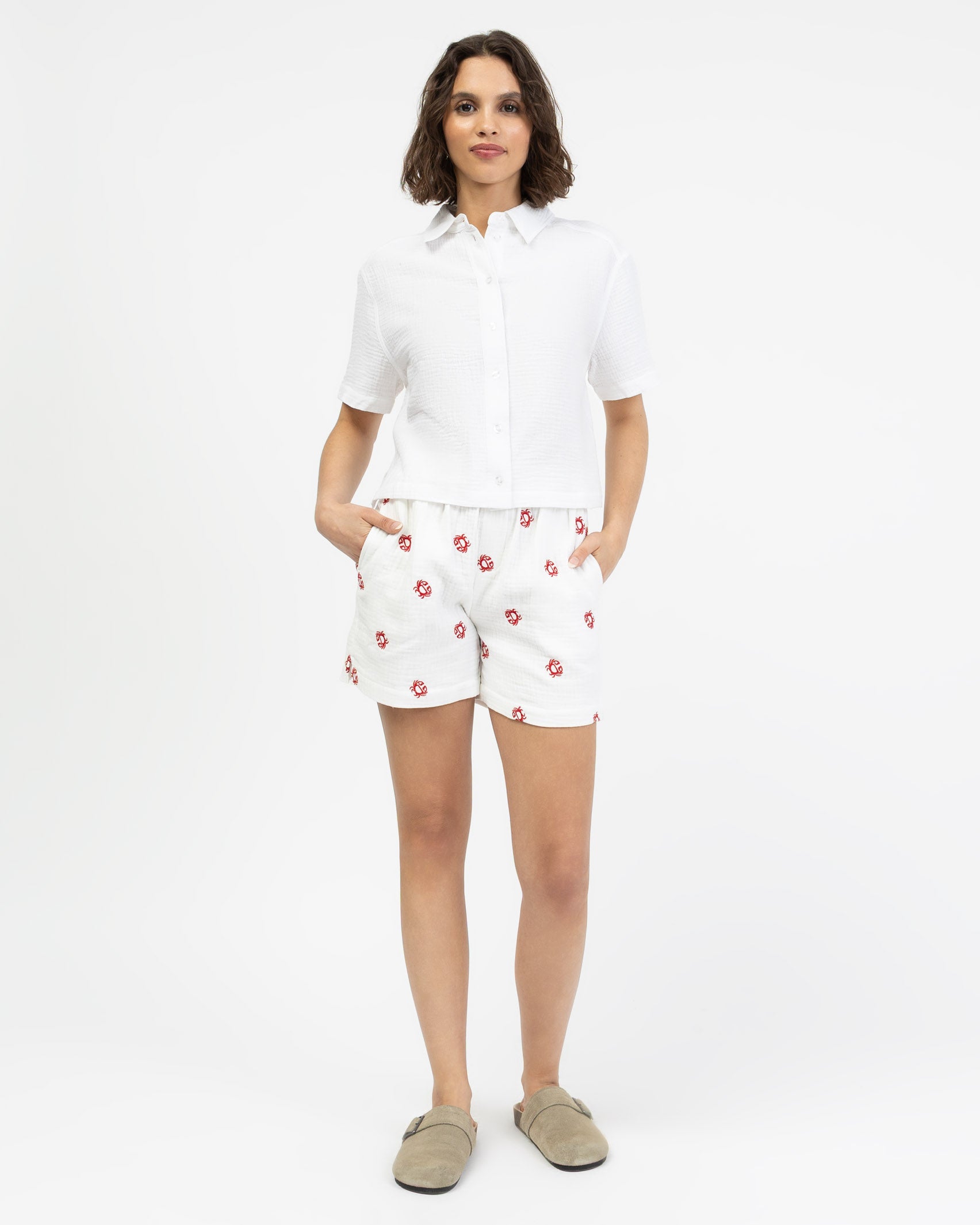 Musselin Shorts mit Krebsprint