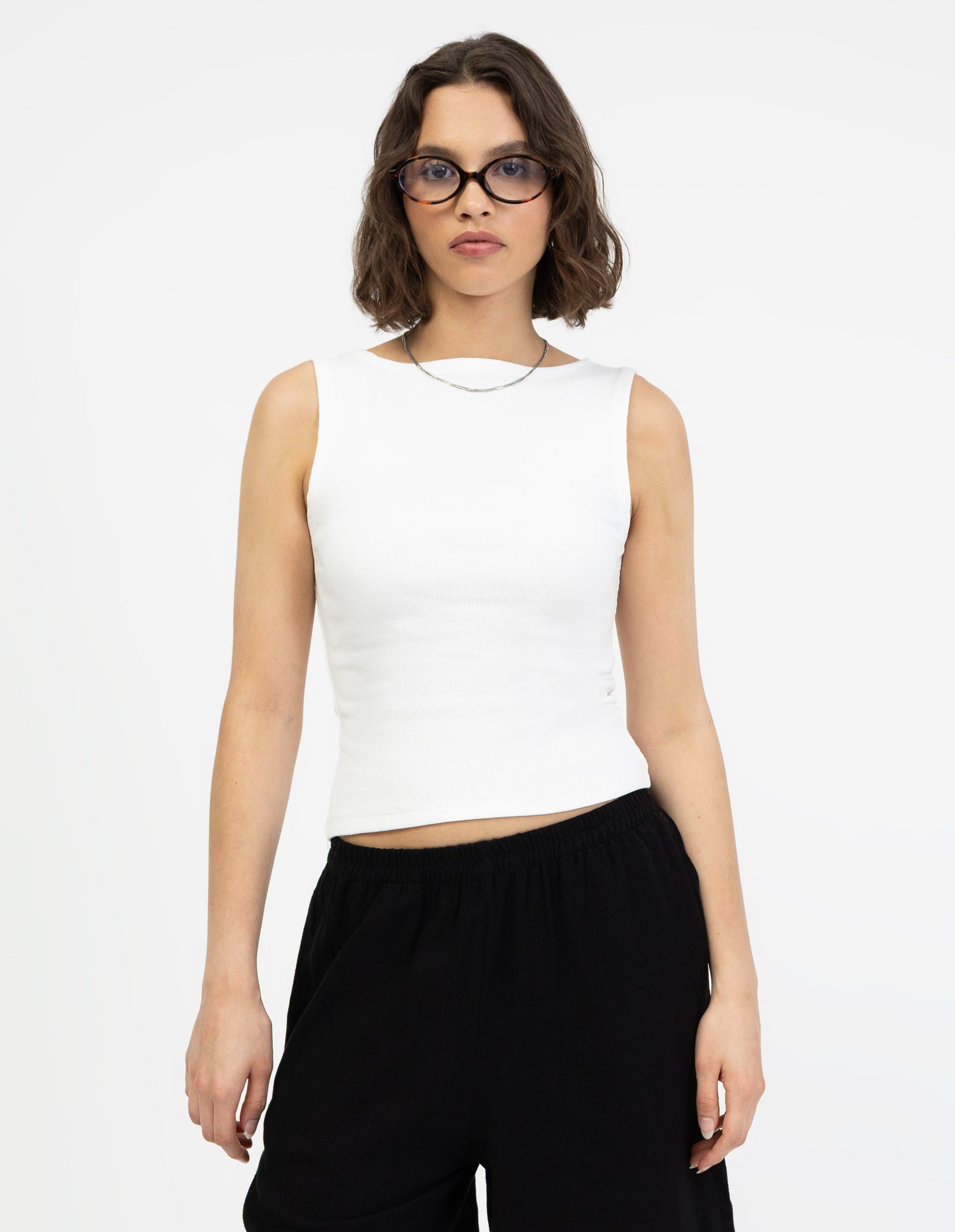 Basic Top mit U-Boot Ausschnitt