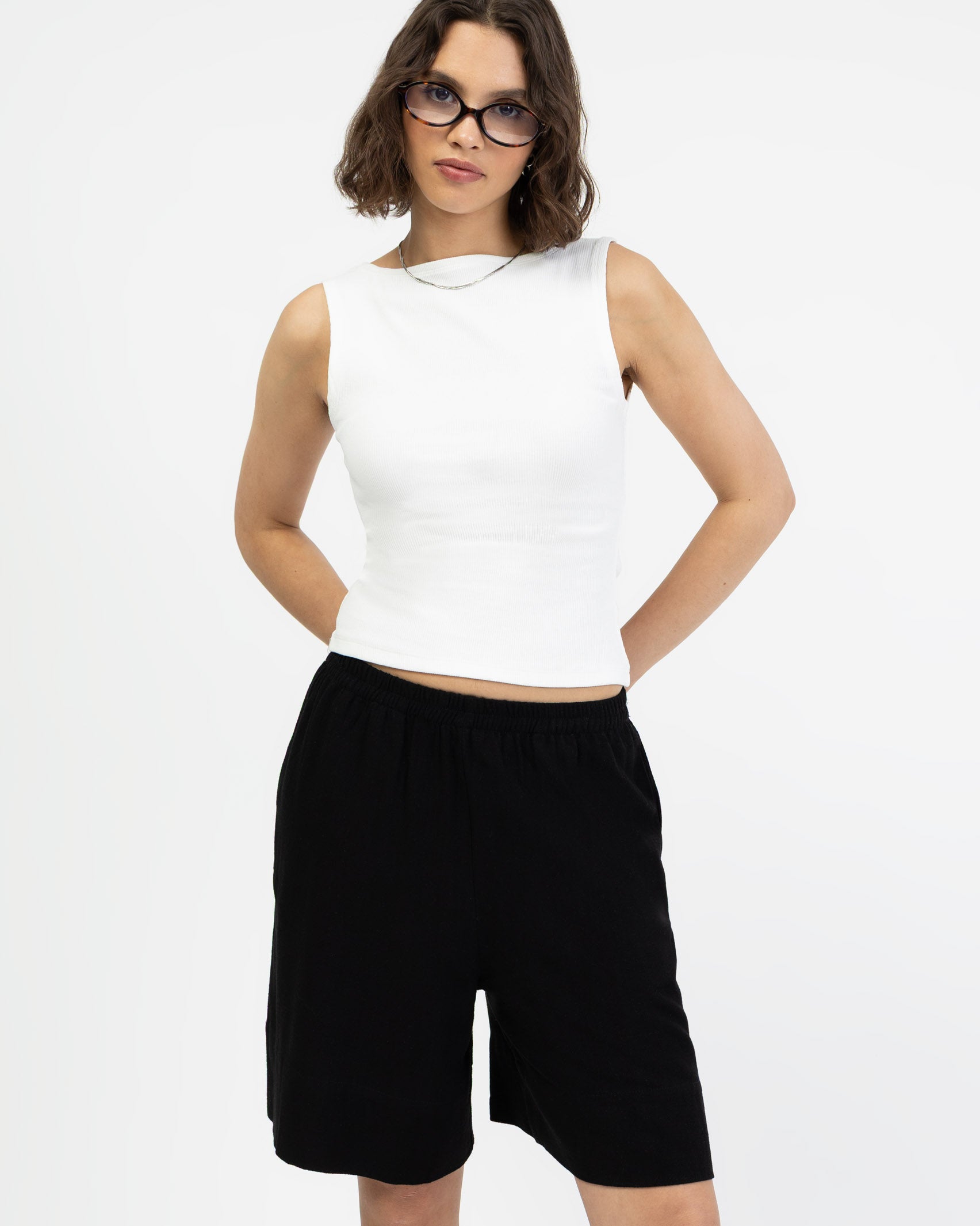 Basic Top mit U-Boot Ausschnitt