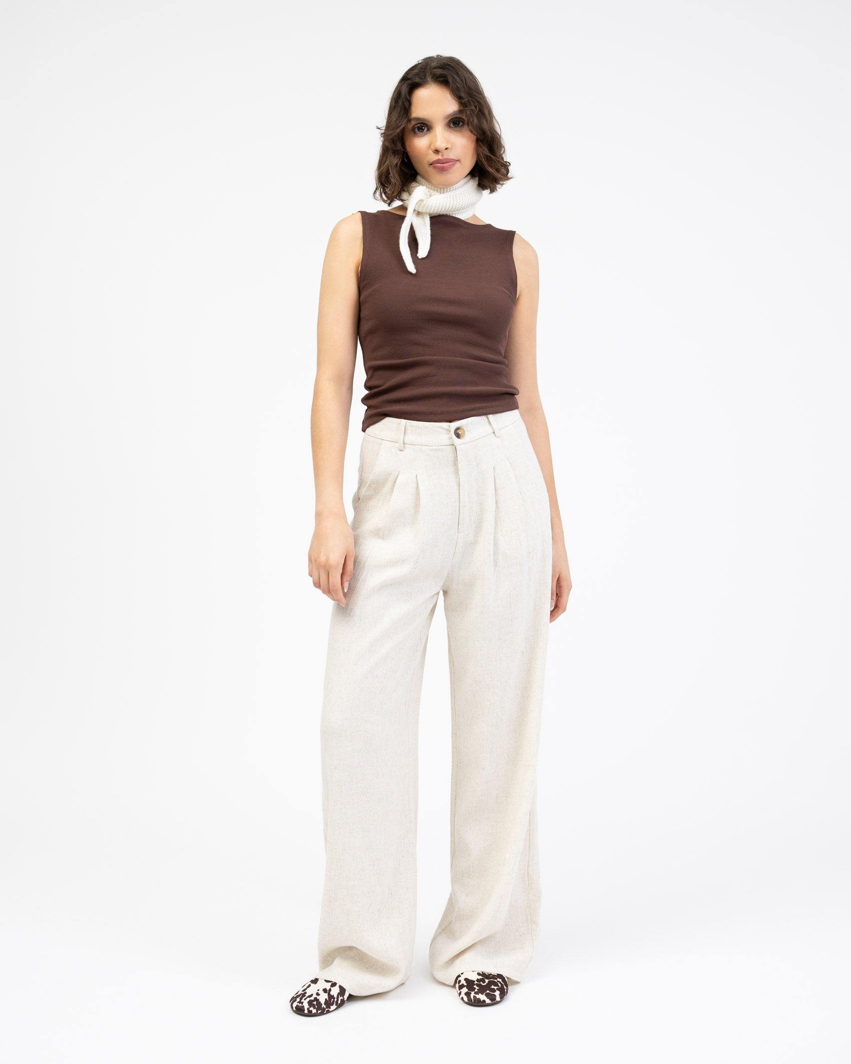 Anzughose aus Leinen-Mix