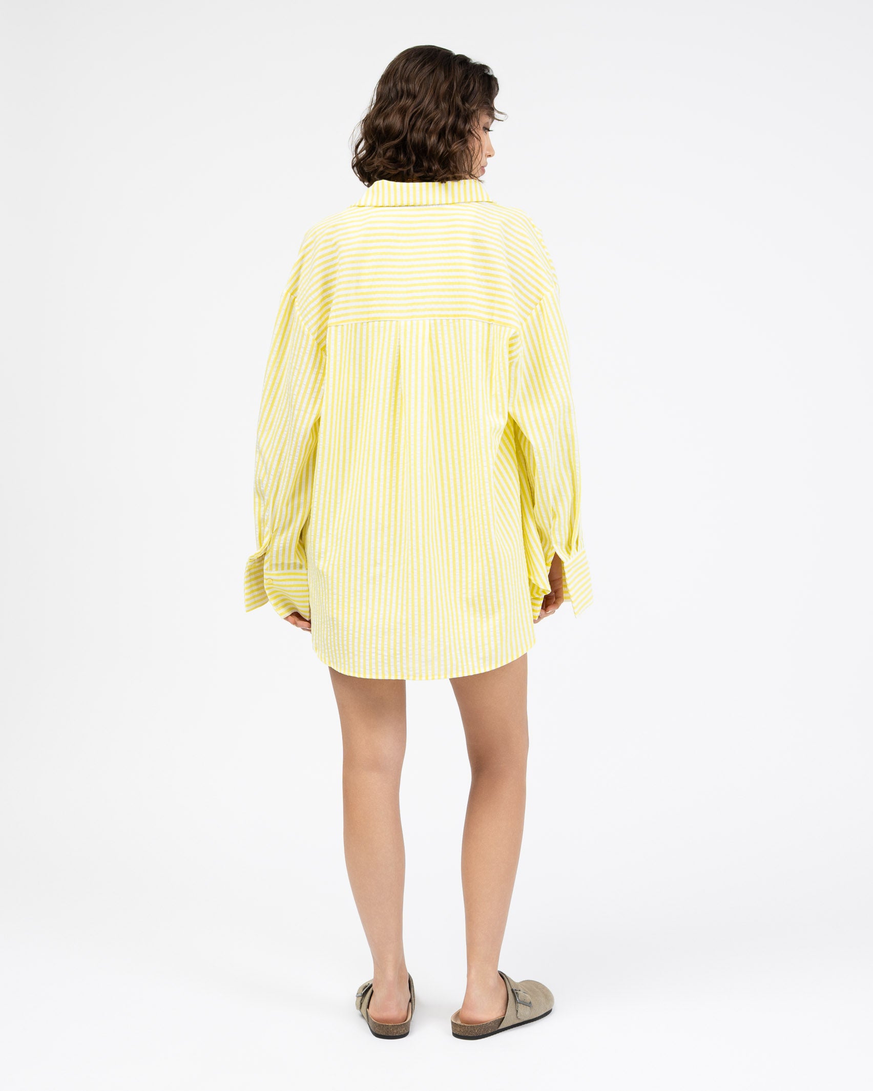 Gelbe Oversize Bluse mit Streifen