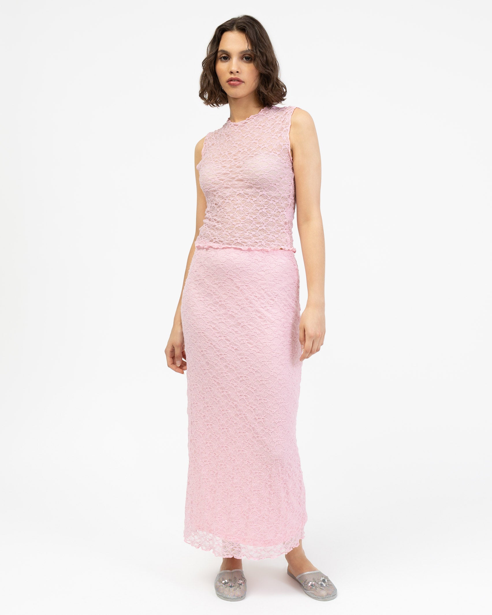 Spitzenrock mit Blumenstruktur