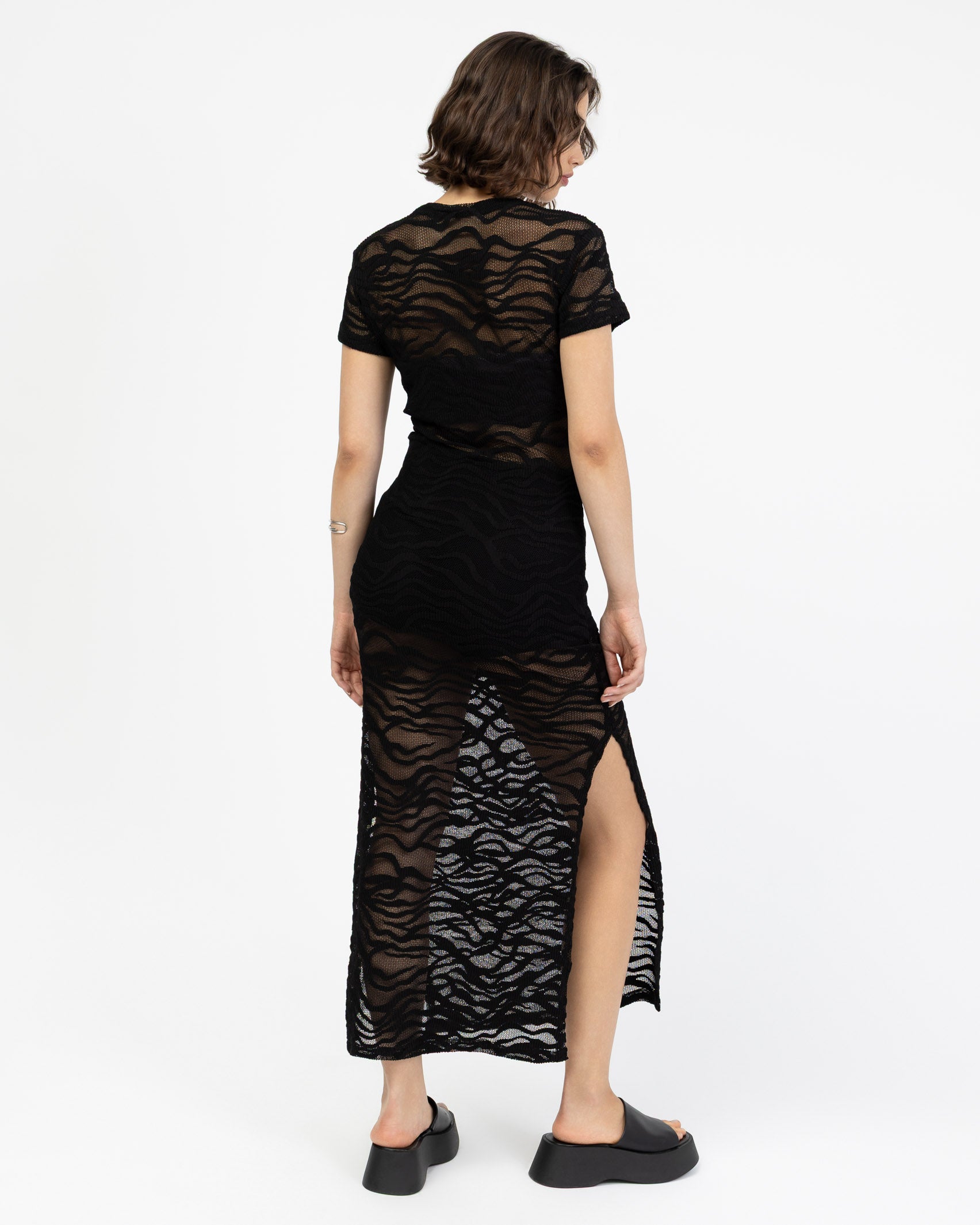 Kurzarm Maxikleid mit Animalprint
