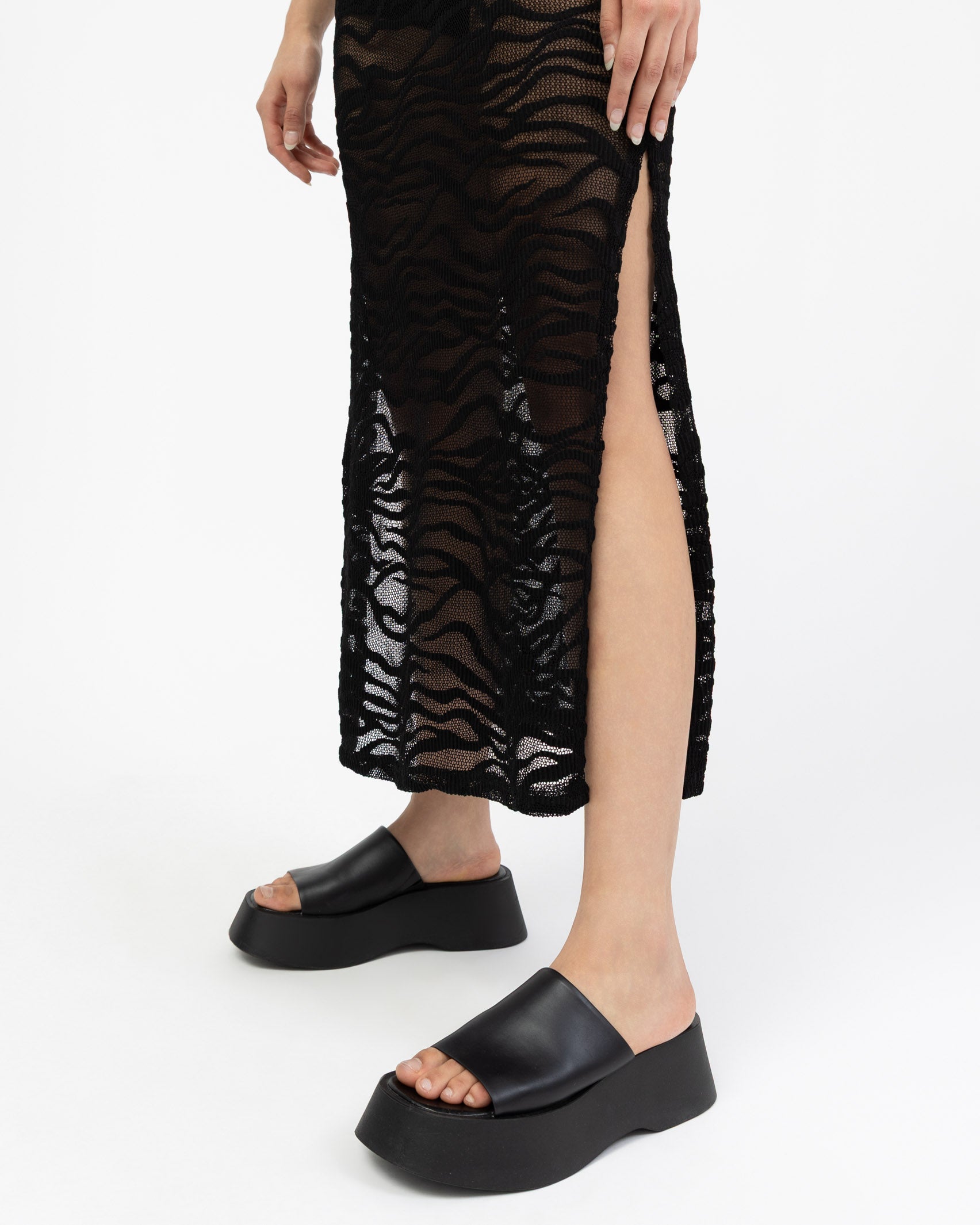 Kurzarm Maxikleid mit Animalprint