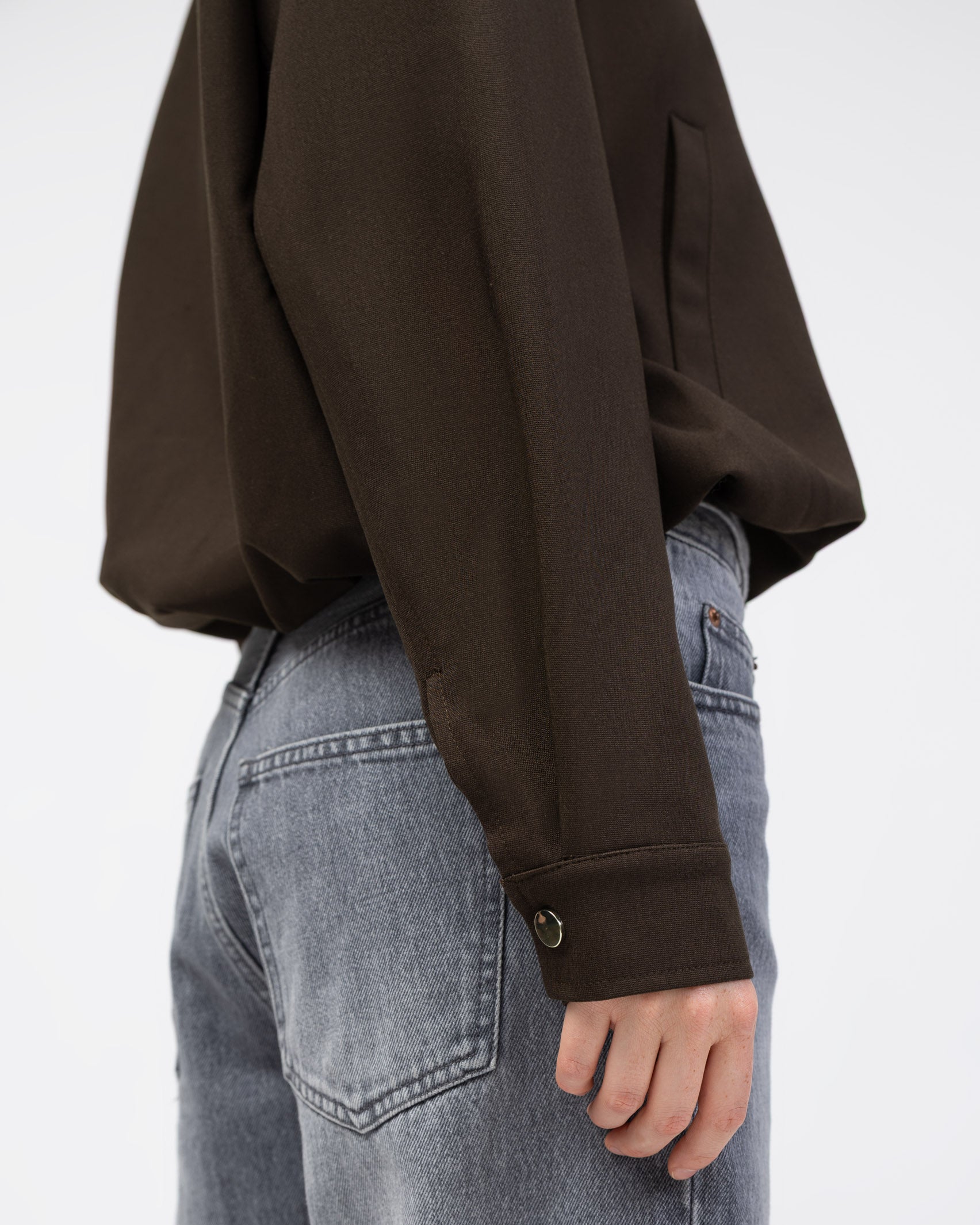 Dünne Bomberjacke aus Baumwolle Detailansicht Ärmel