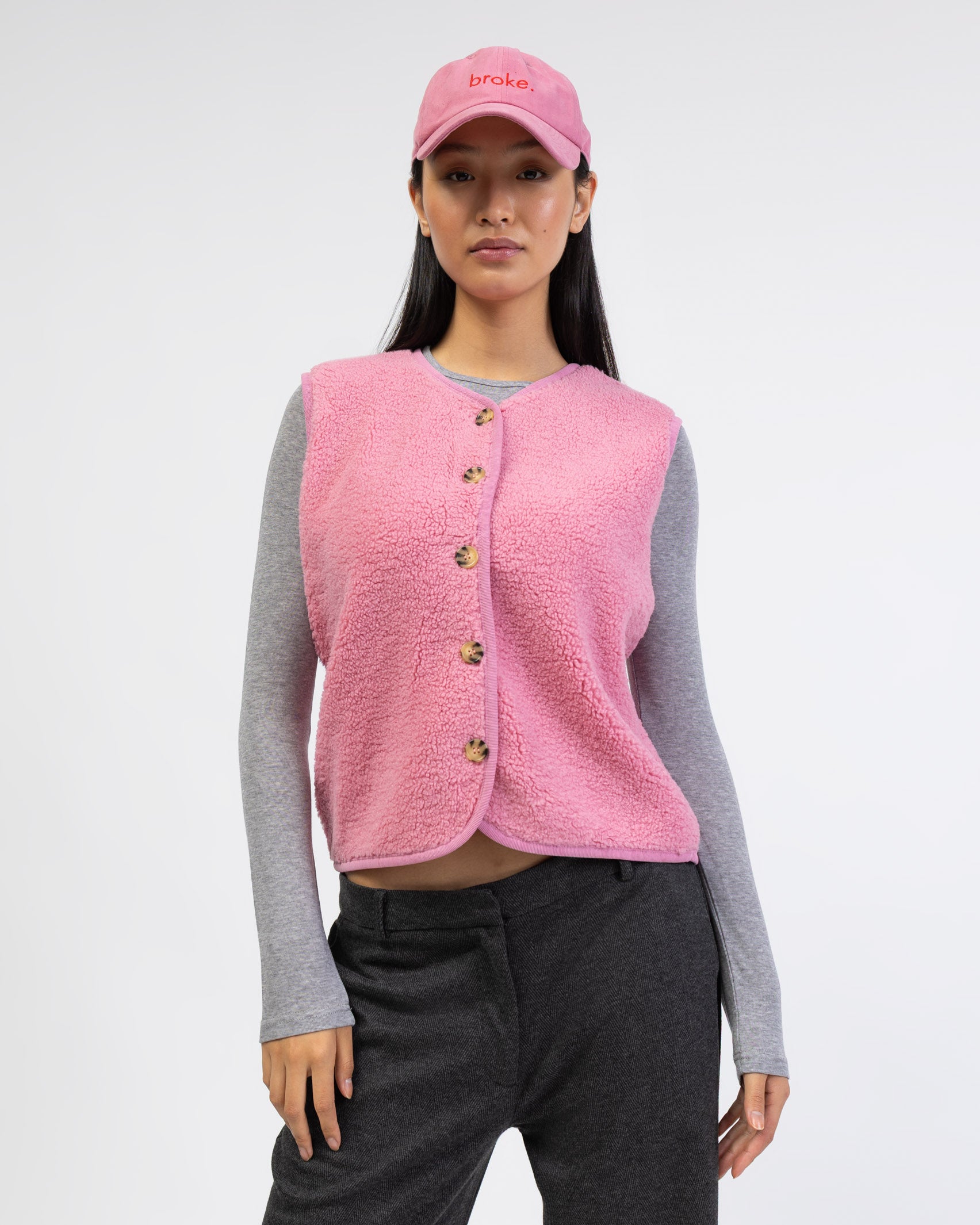 Einfarbige Teddyweste von vorne