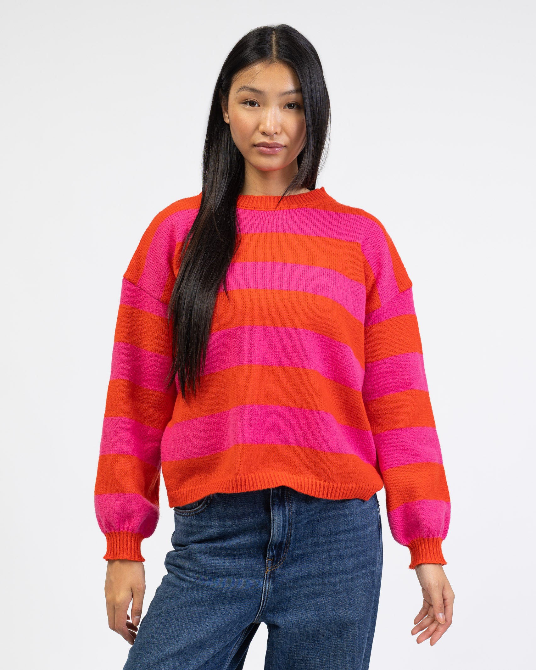 Bunter Streifen Pullover von vorne