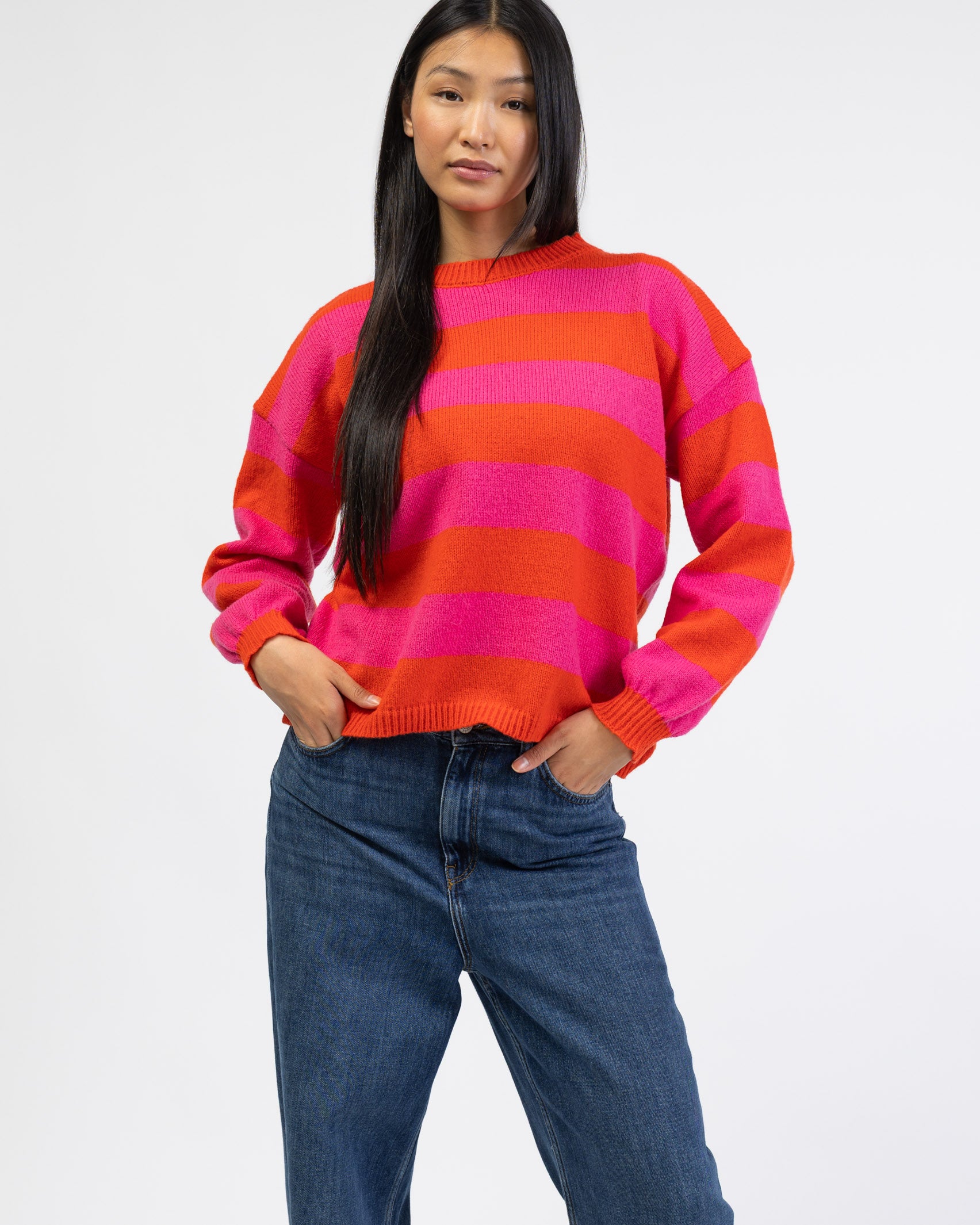 Bunter Streifen Pullover von vorne