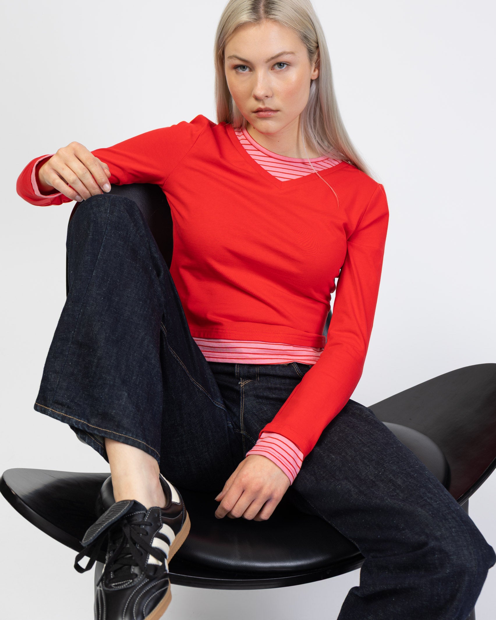 Langarmshirt mit Layering-Effekt sitzend