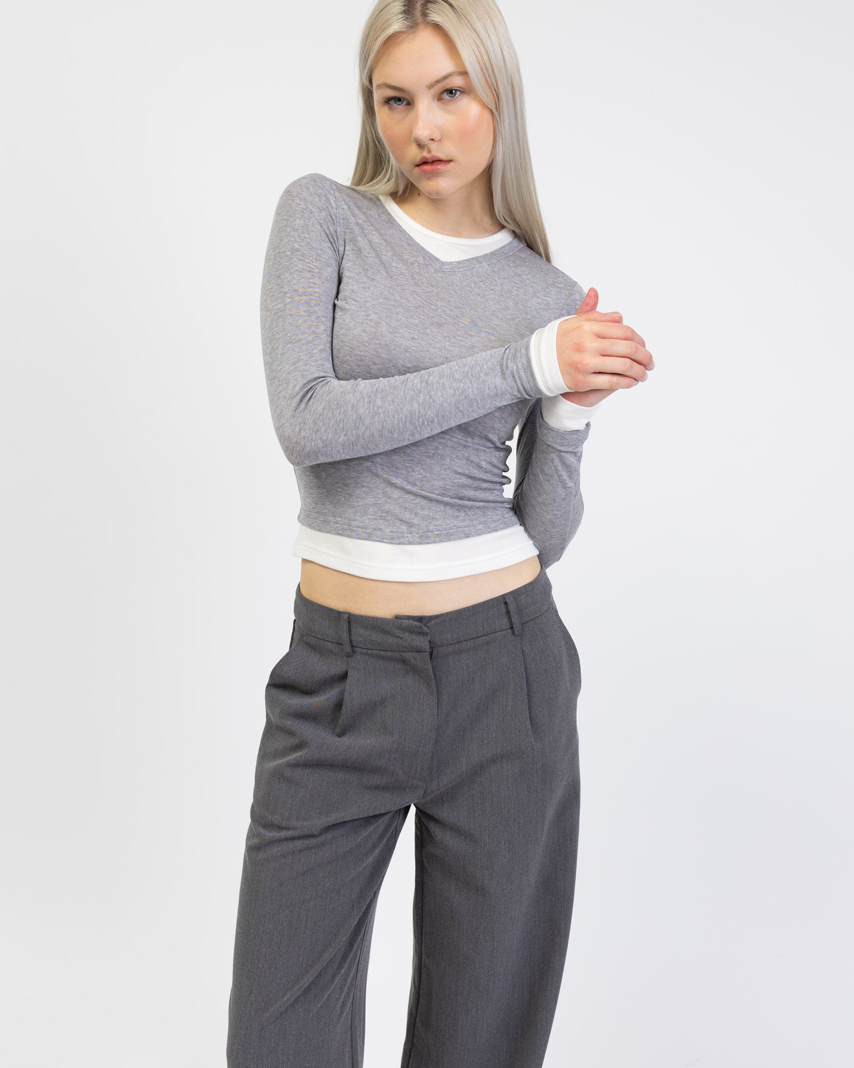 Langarmshirt mit Layering-Effekt von vorne