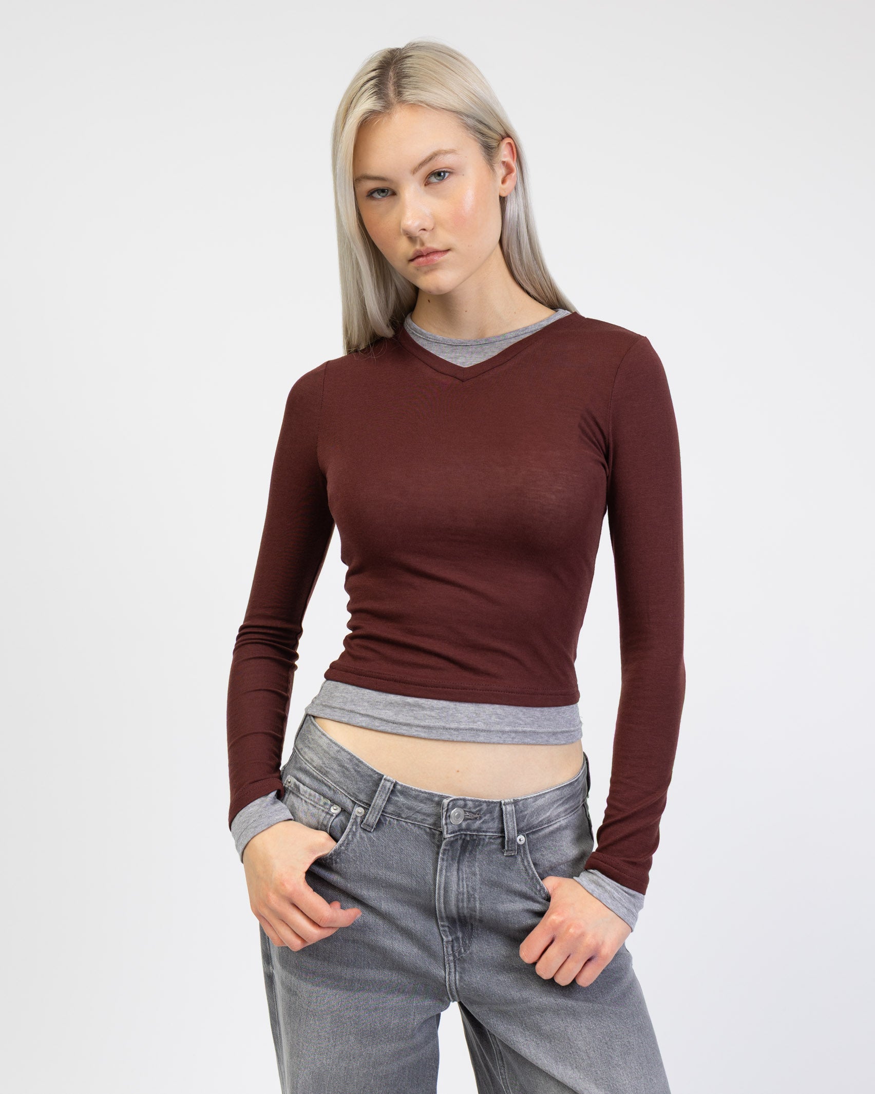 Langarmshirt mit Layering-Effekt von vorne