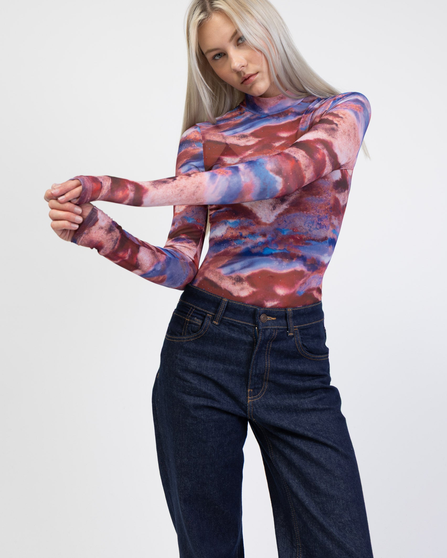 Mesh Body mit Galaxy Muster von vorne