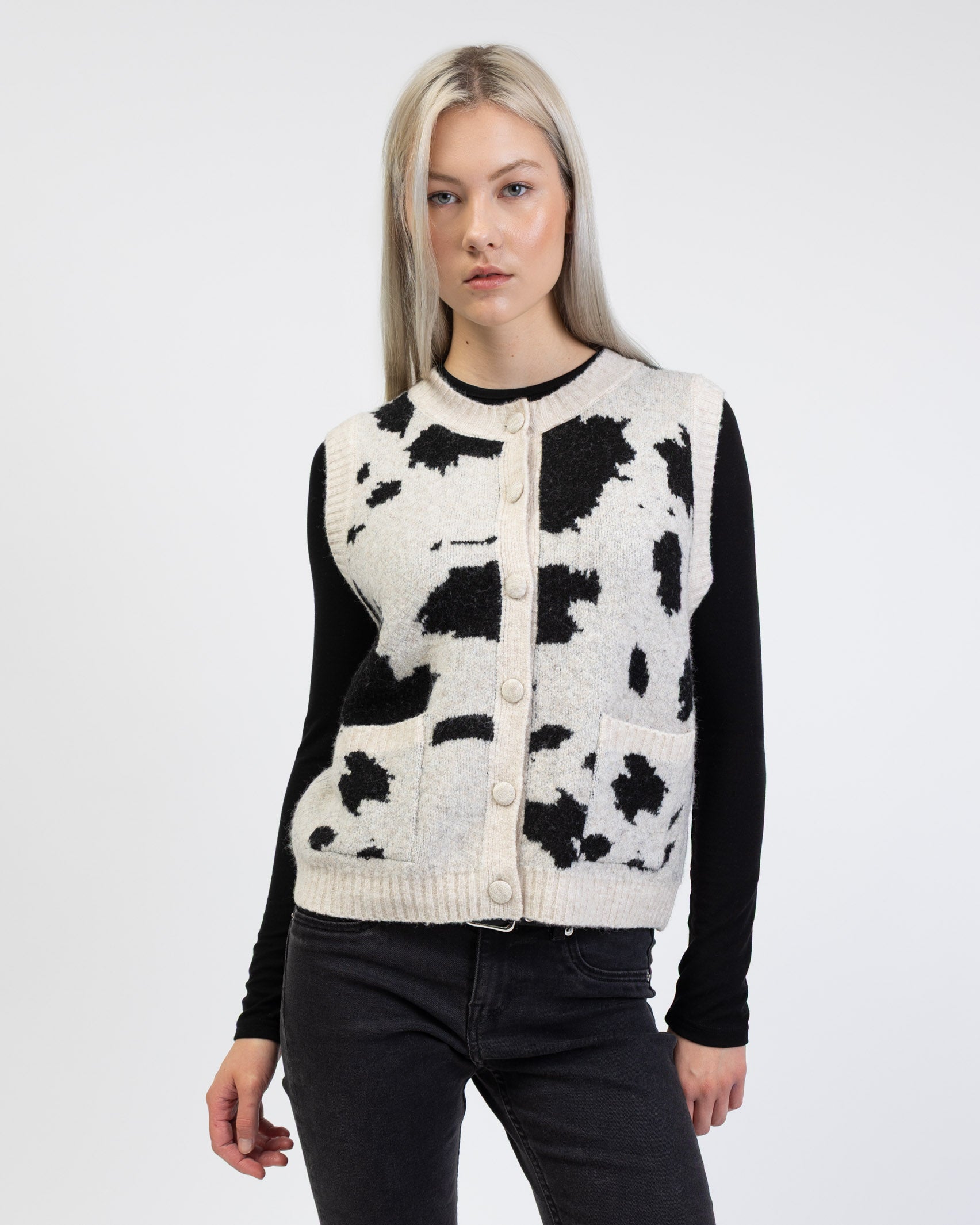 Weste mit Cow-Print von vorne