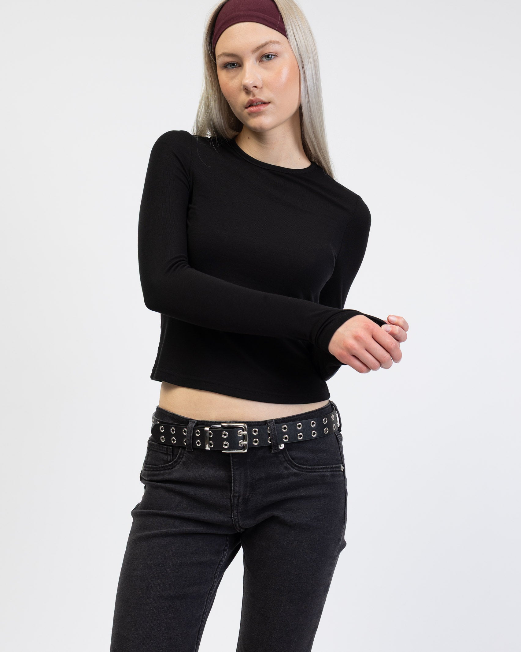 Langarmshirt mit Rundhalsausschnitt von vorne