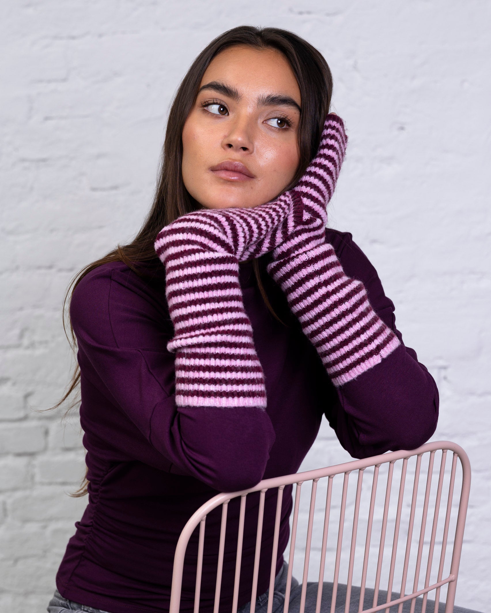 Gestreifte Strickstulpen